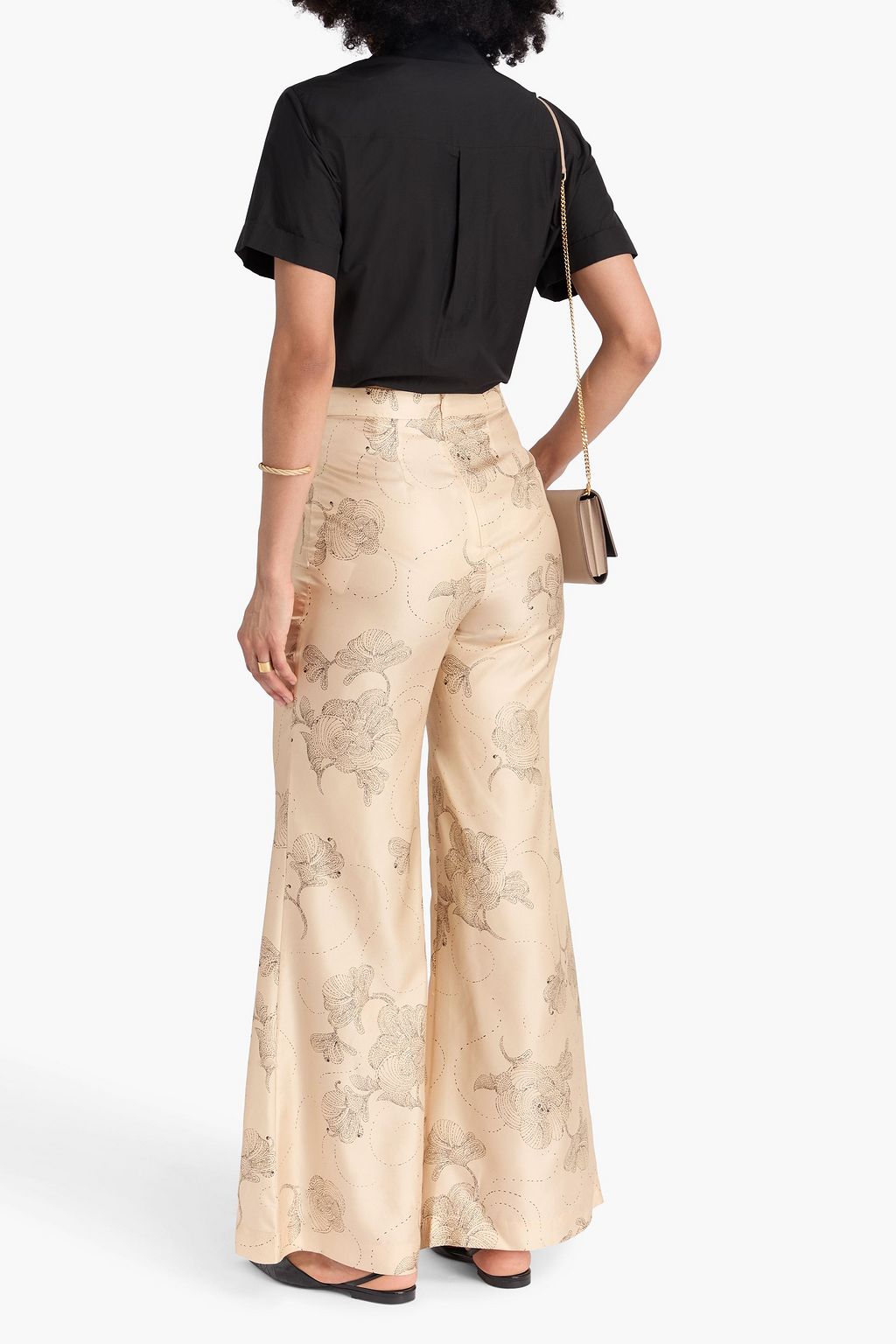 ZIMMERMANN Schlaghose aus Seiden-Twill mit floralem Print