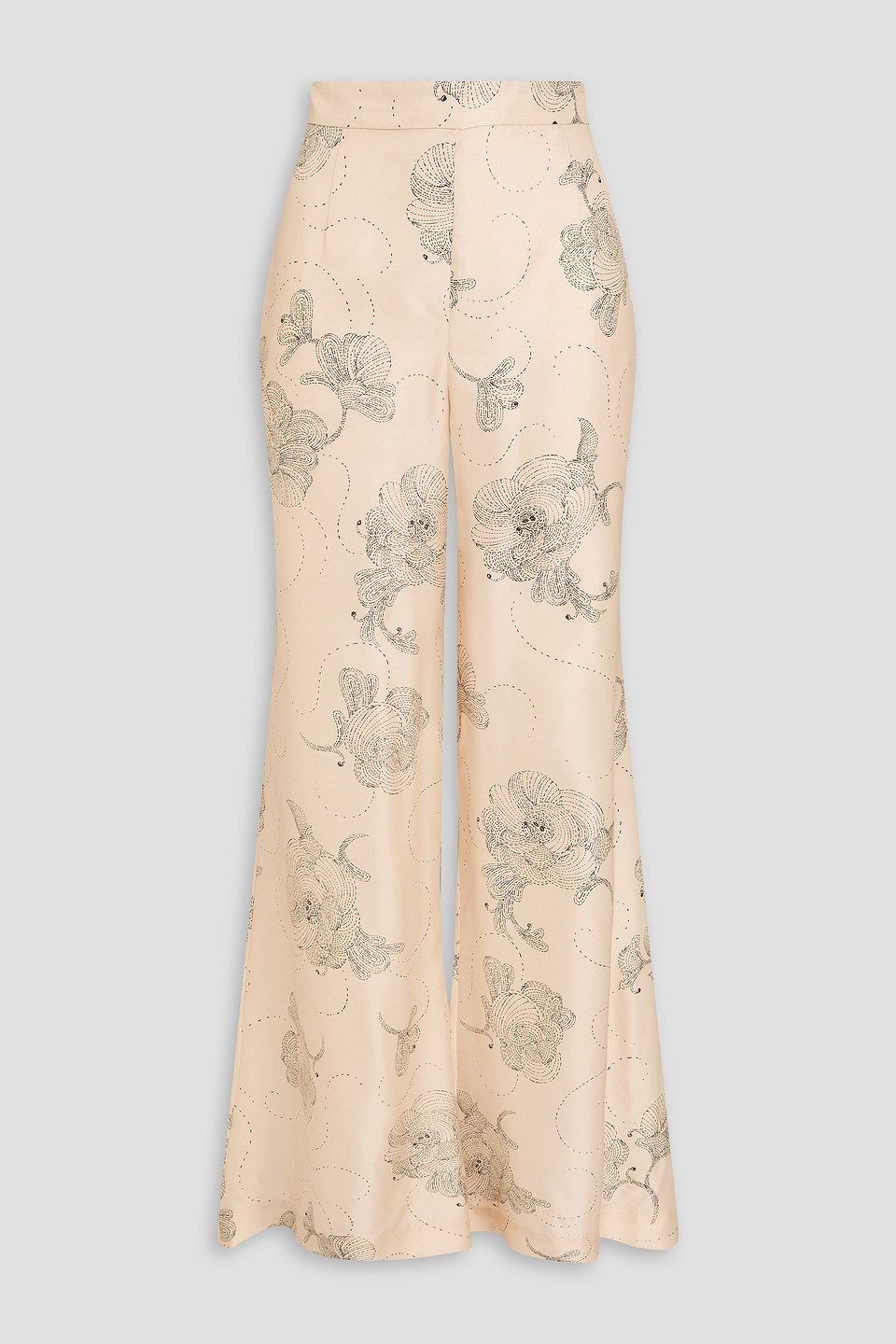 zimmermann - floral-print silk-twill flared pants - white - 00