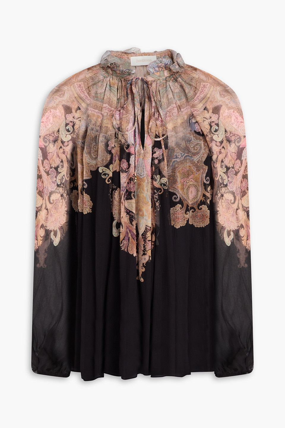 Zimmermann Ruffled Printed Crepon Blouse In Multi