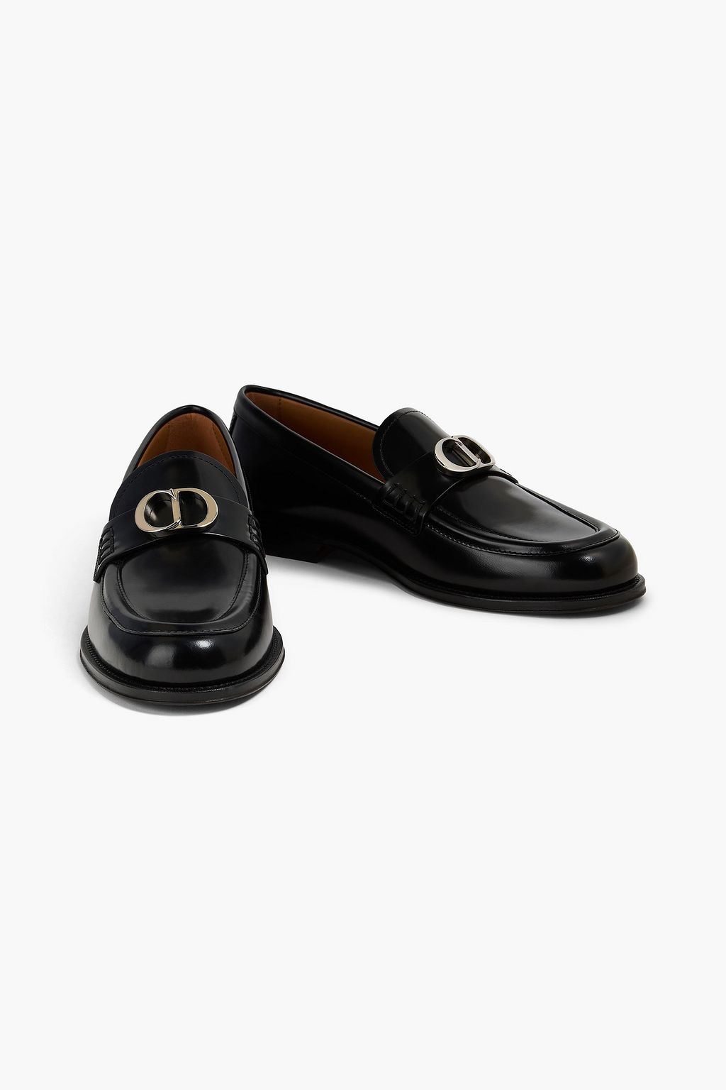DIOR HOMME Granville embellished glossed-leather loafers