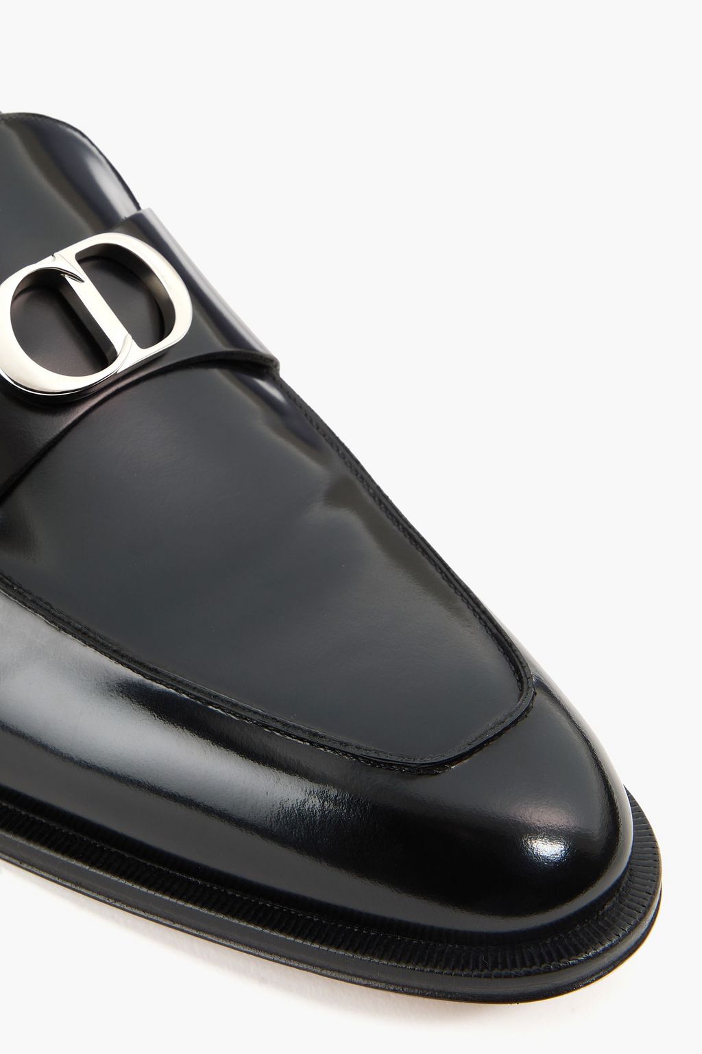 DIOR HOMME Timeless embellished glossed-leather loafers