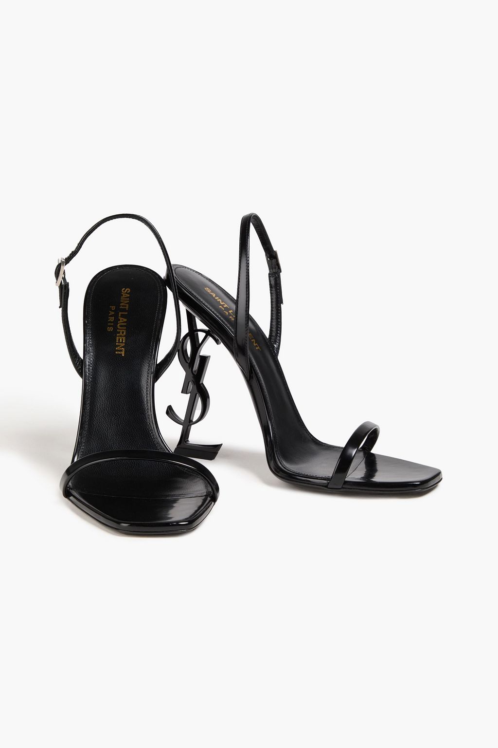 SAINT LAURENT Marilyn glossed leather slingback sandals