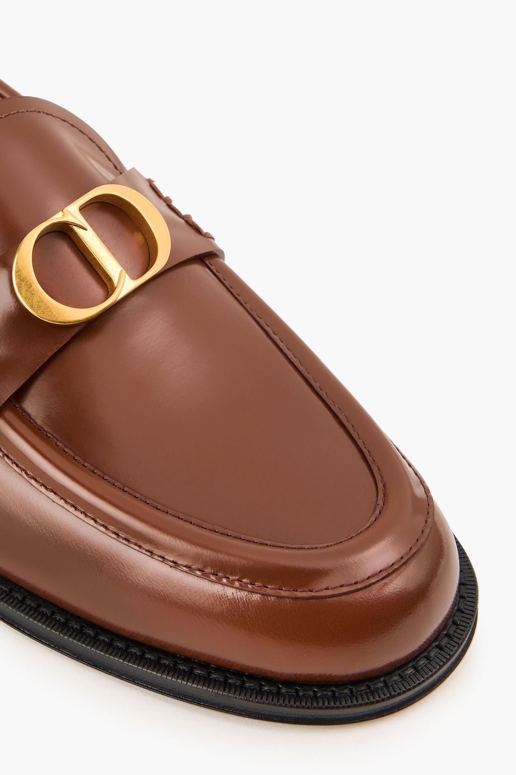 DIOR HOMME Granville embellished glossed-leather loafers