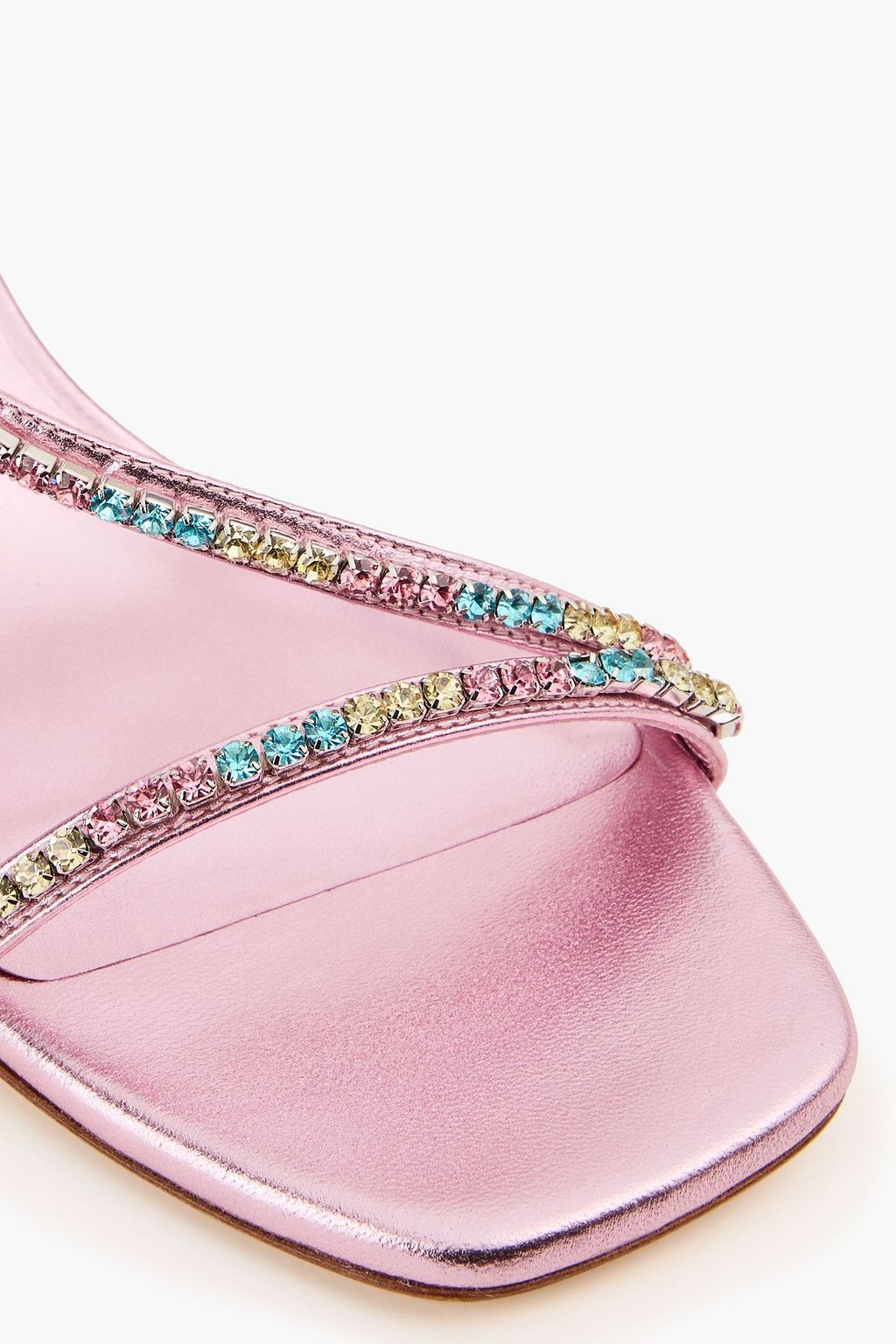 STUART WEITZMAN Sandalen „Soiree“ aus Metallic-Leder mit Kristallverzierung
