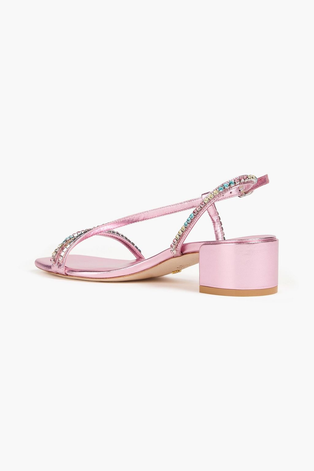 STUART WEITZMAN Sandalen „Soiree“ aus Metallic-Leder mit Kristallverzierung