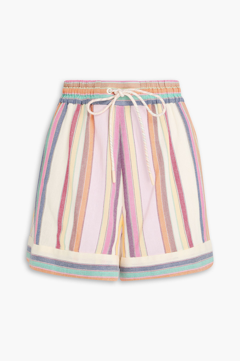 Zimmermann Lexi Striped Cotton-canvas Shorts In Multi