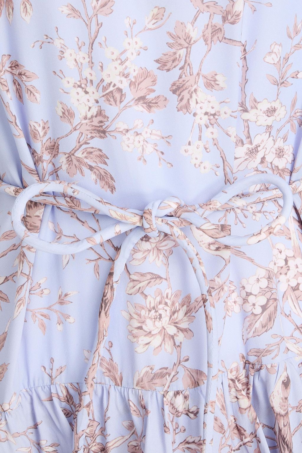 ZIMMERMANN Midikleid aus Crêpe mit floralem Print und Rüschen