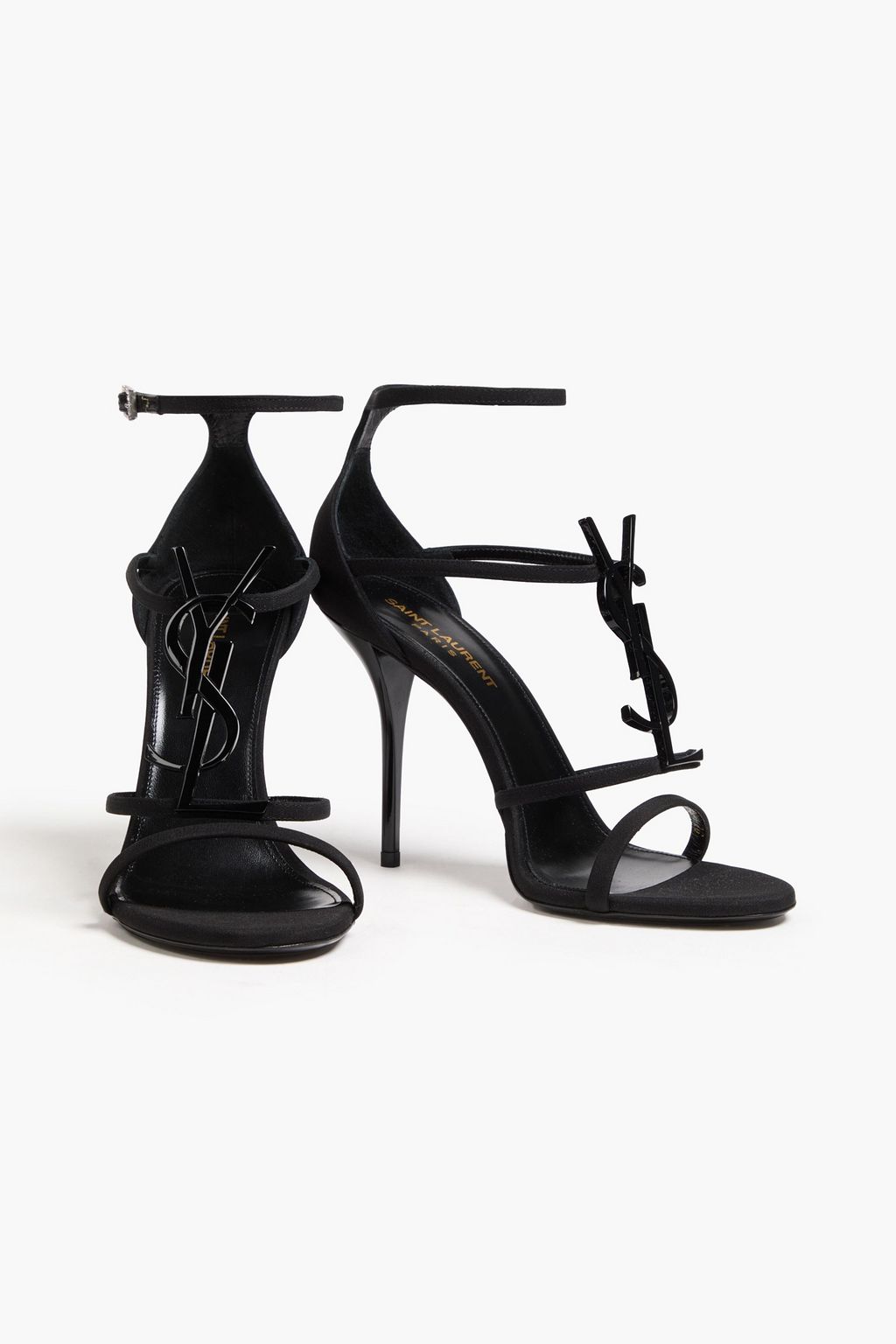 SAINT LAURENT Cassandra embellished satin sandals