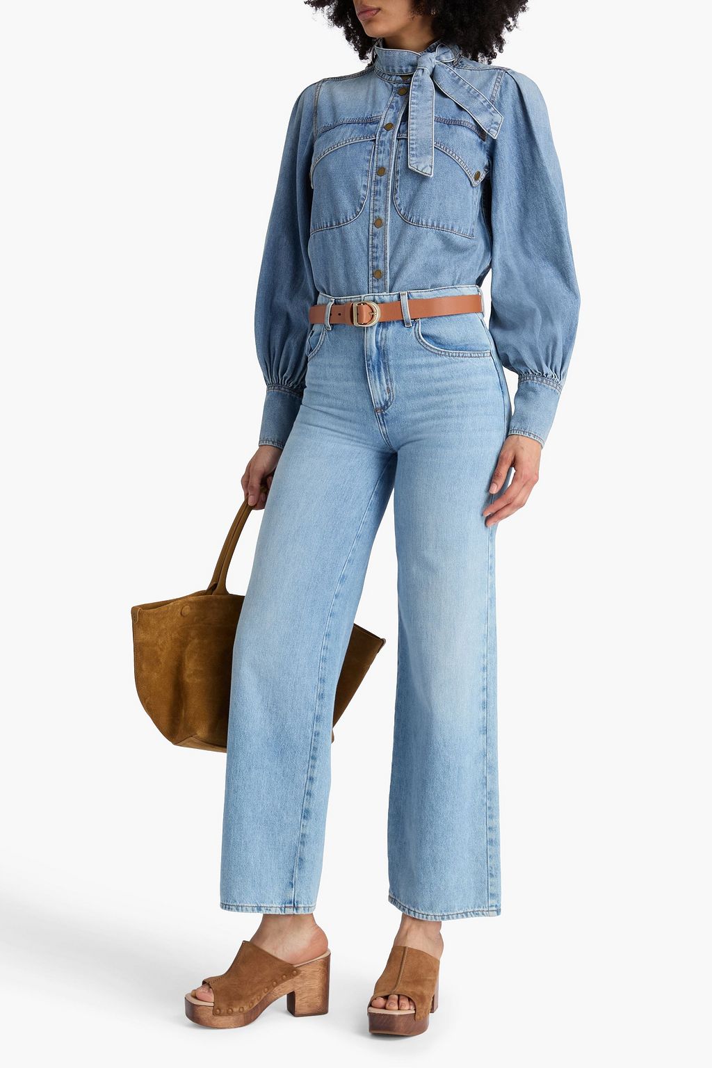 ZIMMERMANN デニムシャツ タイネック