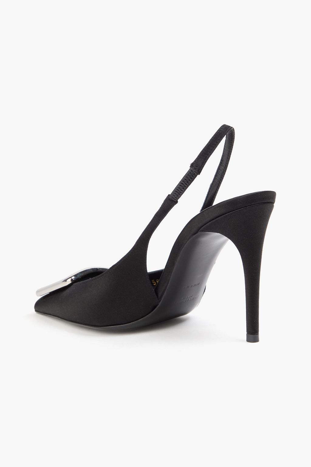 SAINT LAURENT Farida 95 embellished satin slingback pumps