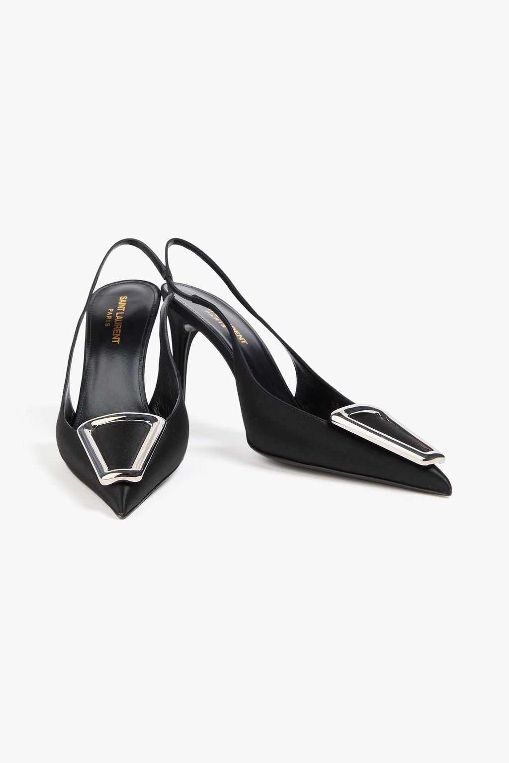 SAINT LAURENT Farida 95 embellished satin slingback pumps