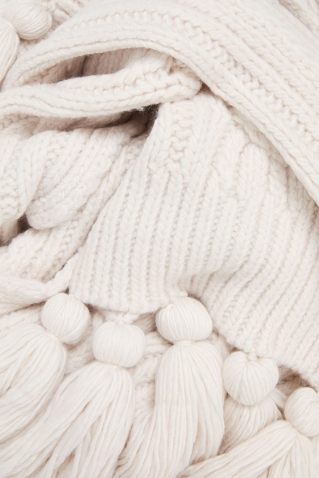 ZIMMERMANN Tasseled cable-knit wool scarf