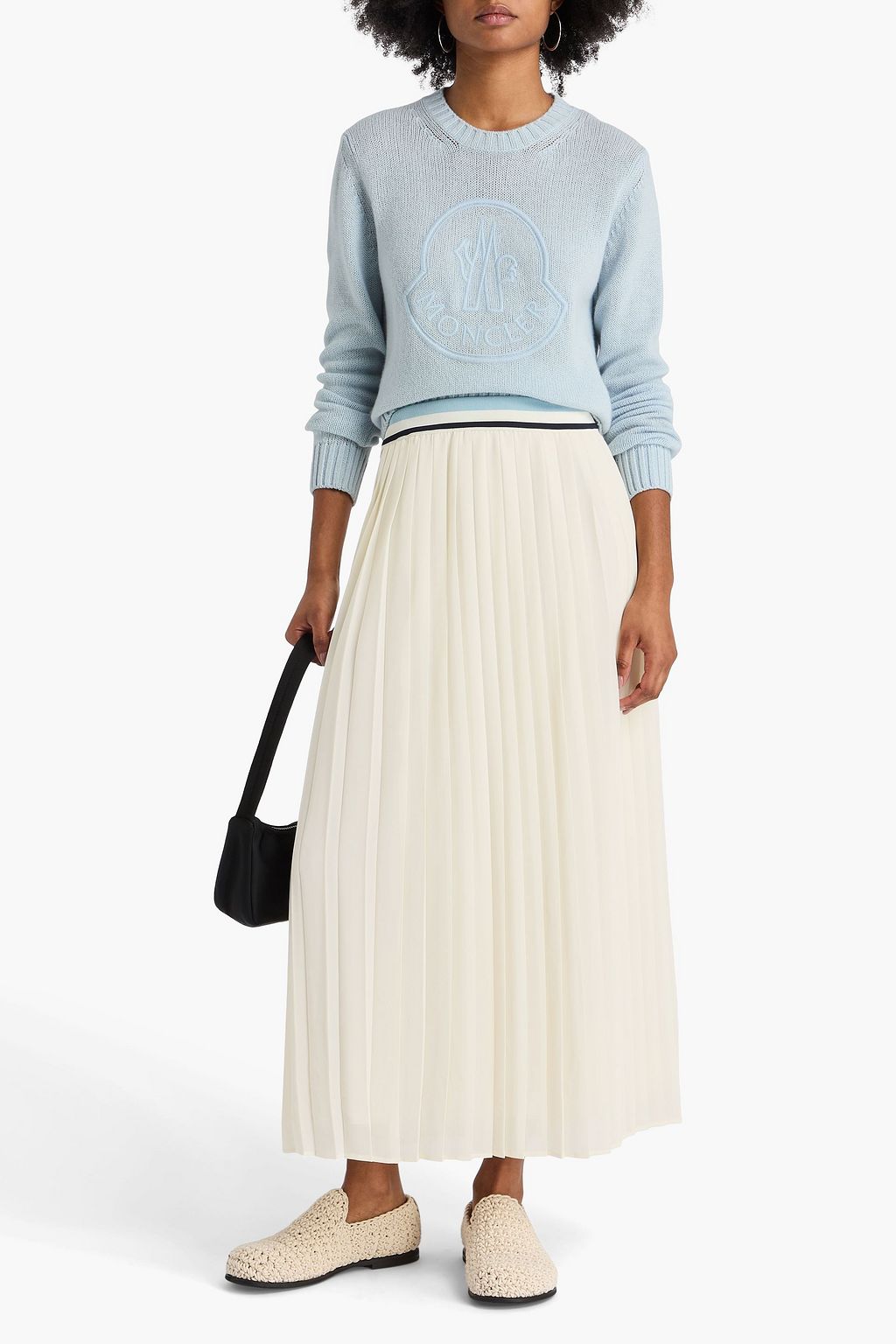 MONCLER Pleated georgette midi skirt