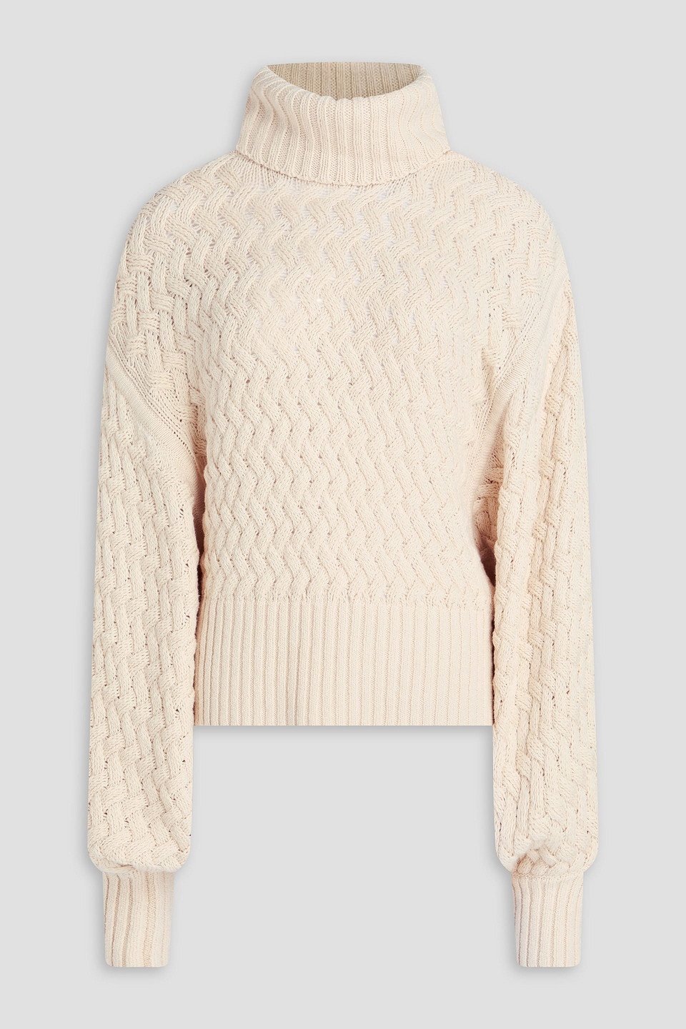 Zimmermann Wool And Cotton-blend Turtleneck Sweater In White