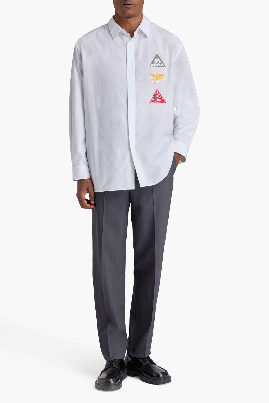 DIOR Appliquéd cotton-poplin shirt
