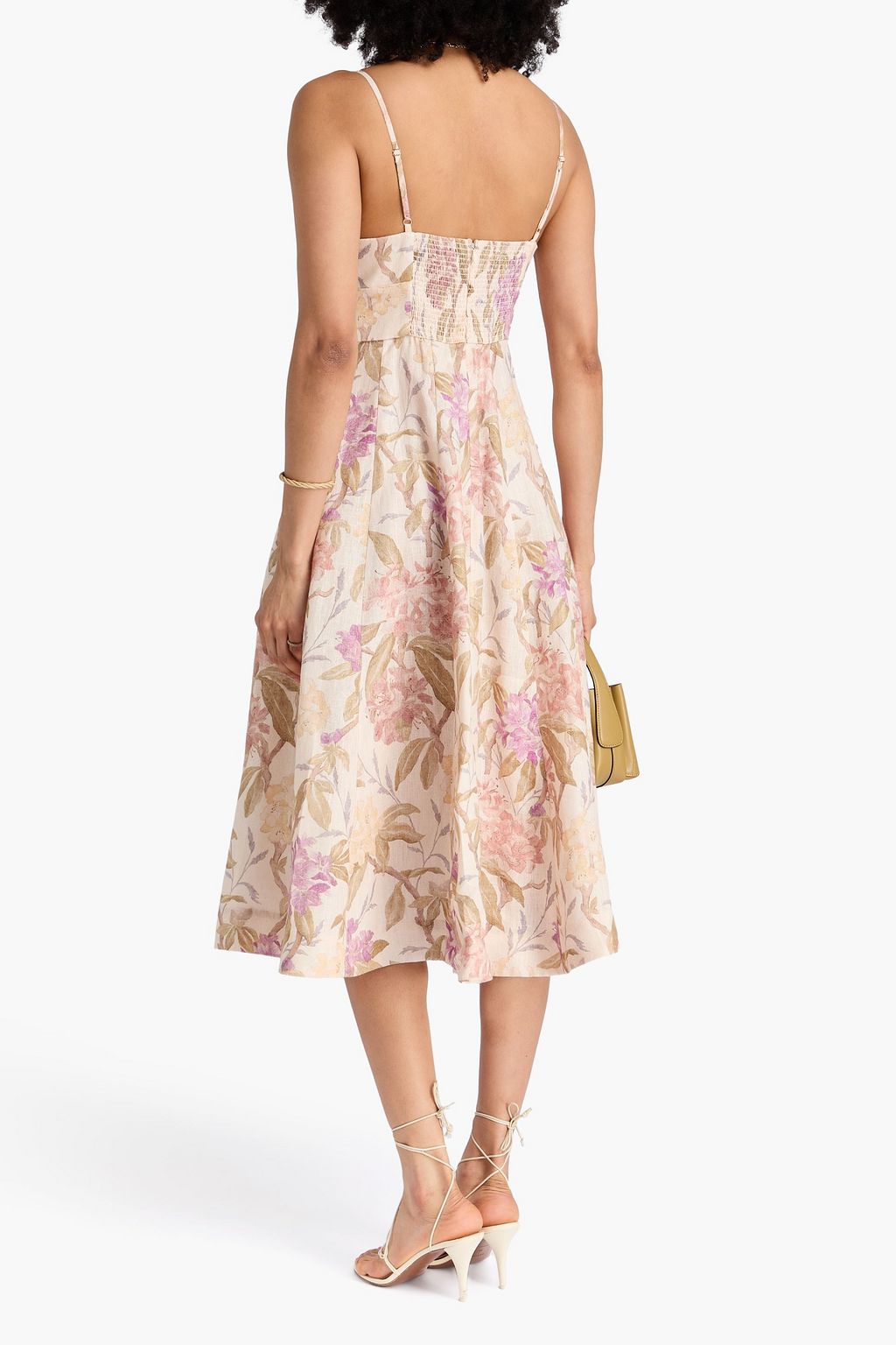 ZIMMERMANN Midikleid aus Leinen mit floralem Print