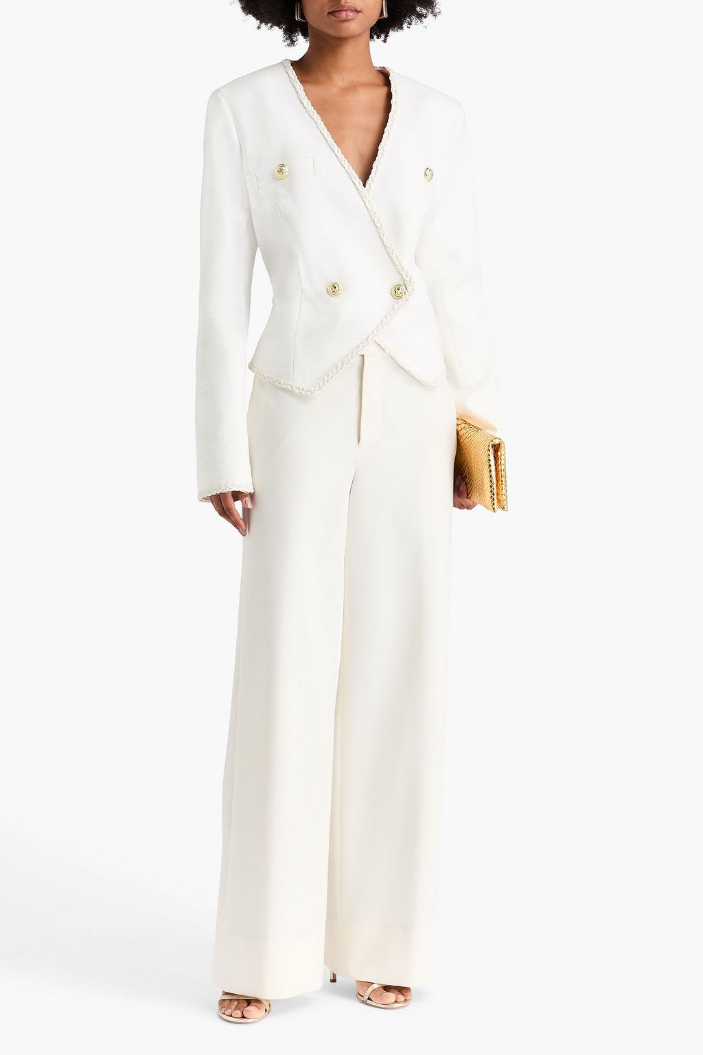 REBECCA VALLANCE Clarisse doppelreihiger Blazer aus Tweed aus einer Baumwollmischung in Metallic-Optik