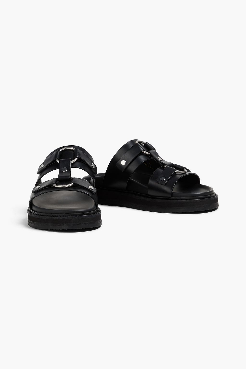 CELINE Aqua jacquard and leather sandals