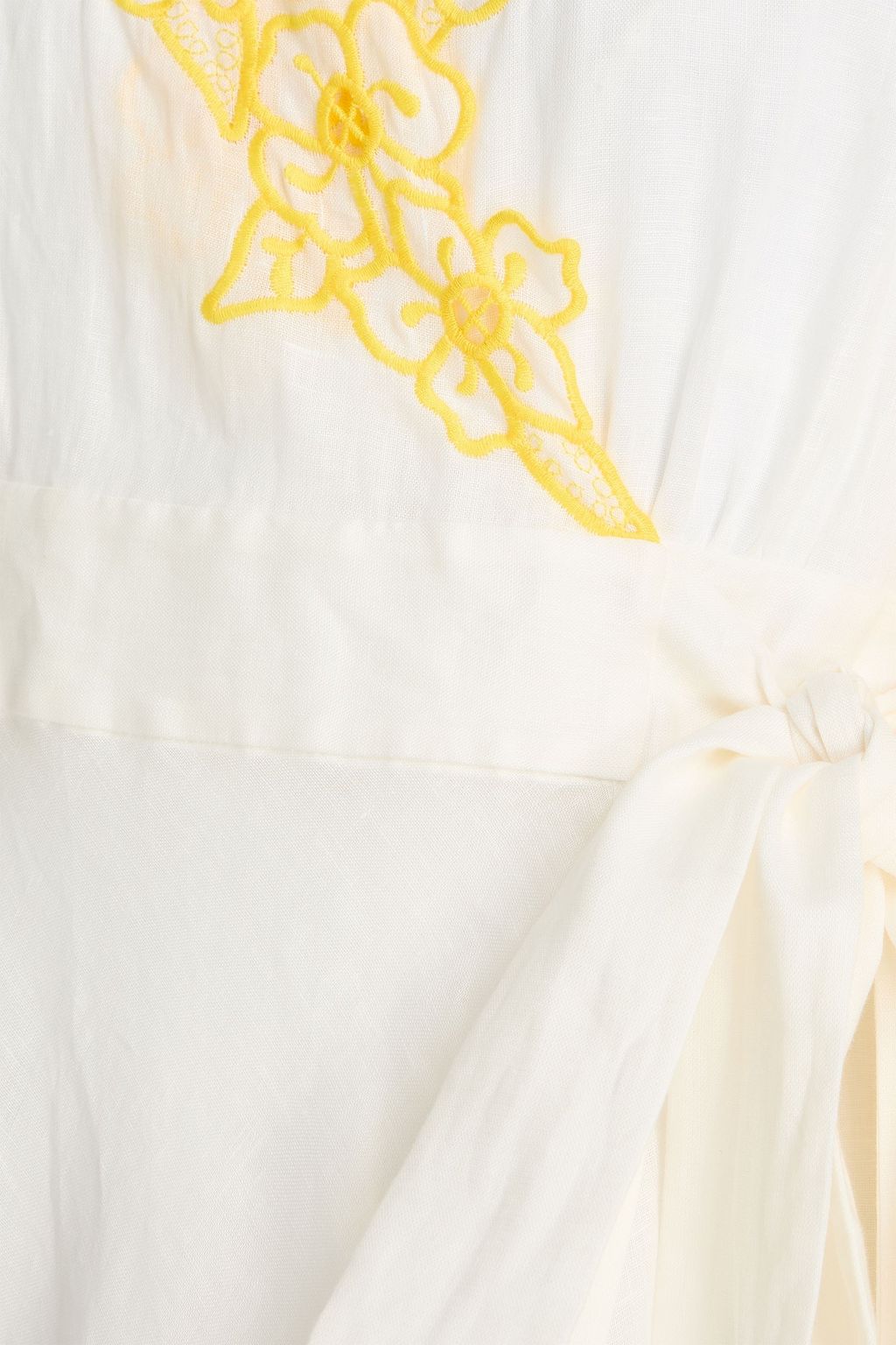 ZIMMERMANN Maxi-Wickelkleid aus Leinen mit Lochstickerei
