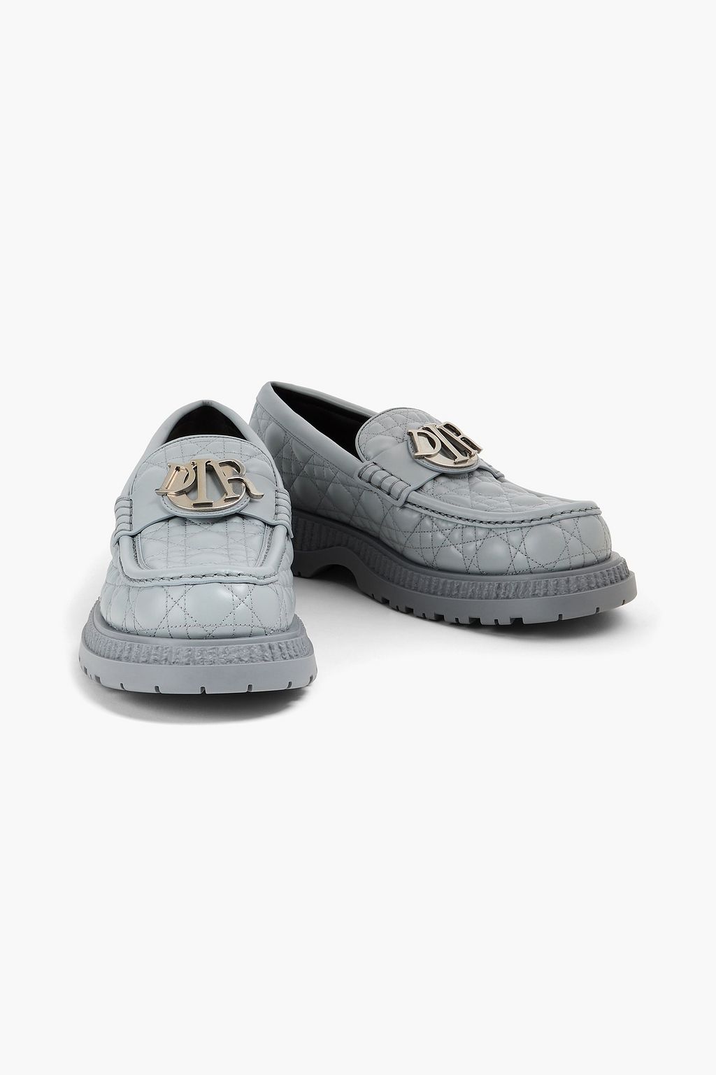 DIOR HOMME Buffalo quilted embellished leather loafers