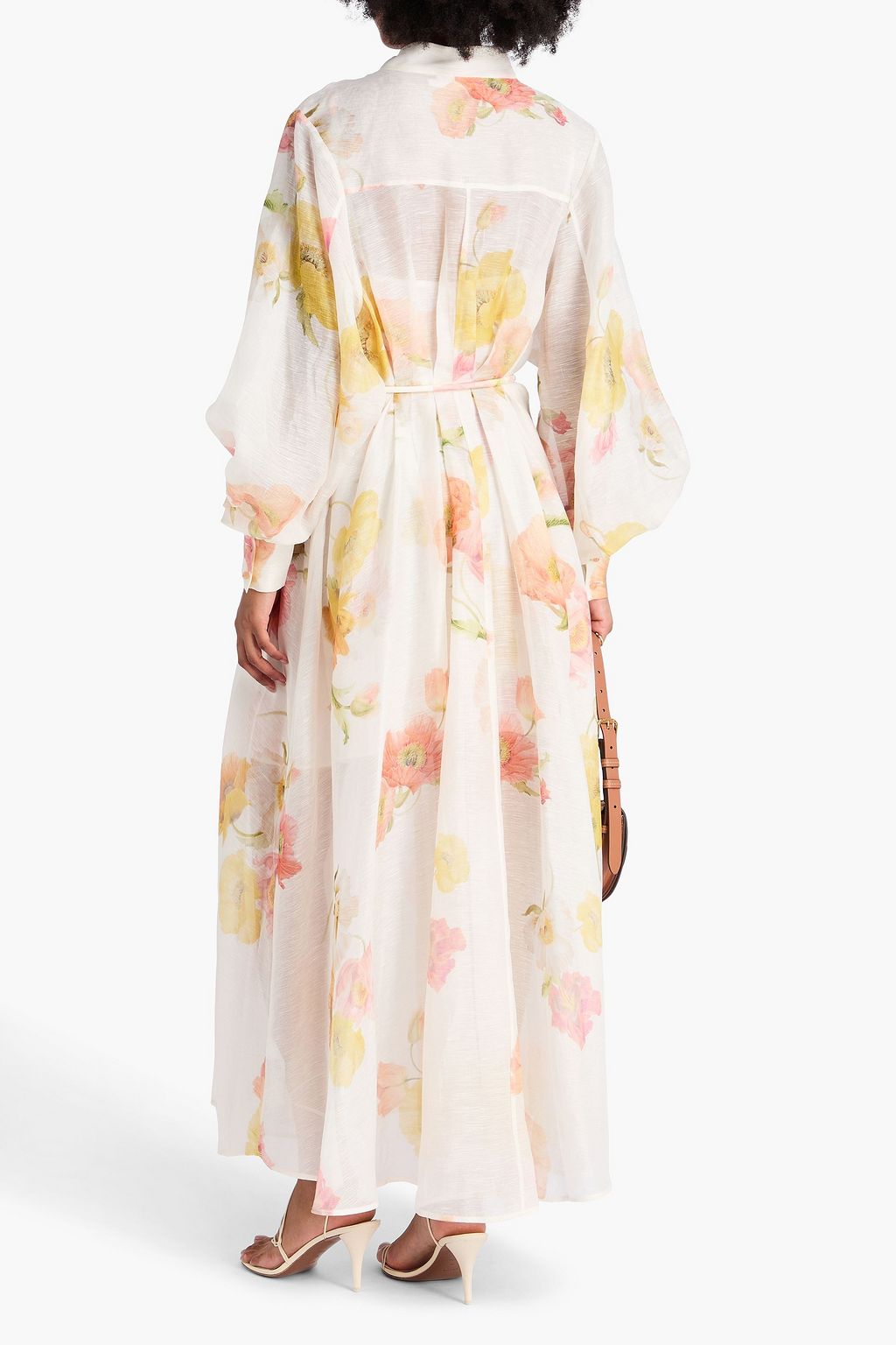 ZIMMERMANN リネン&シルク混オーガンザ マキシワンピース フローラルプリント