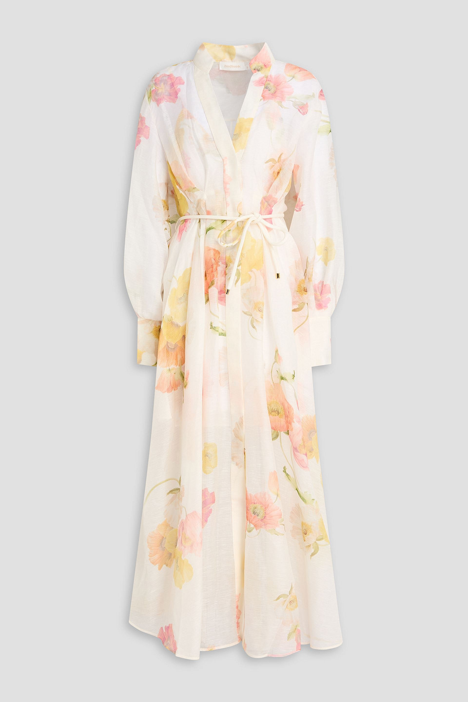 zimmermann - floral-print linen and silk-blend organza maxi dress - white - 1