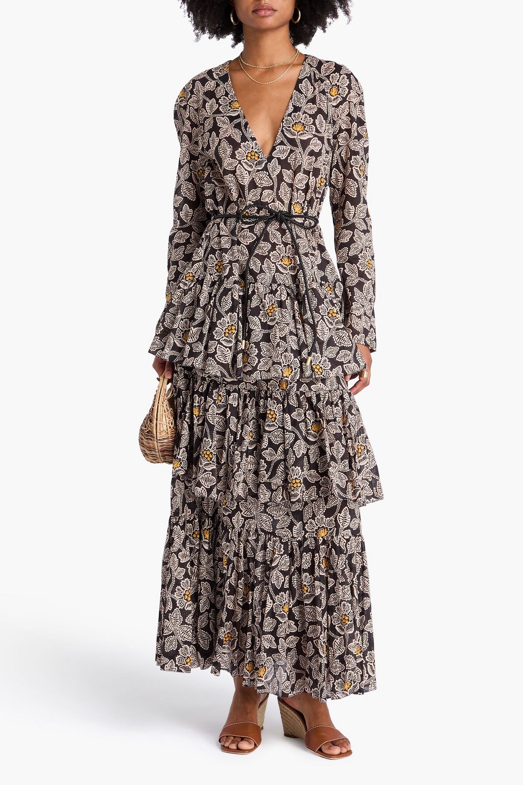 ZIMMERMANN コットンボイル マキシワンピース ティアード プリント入り