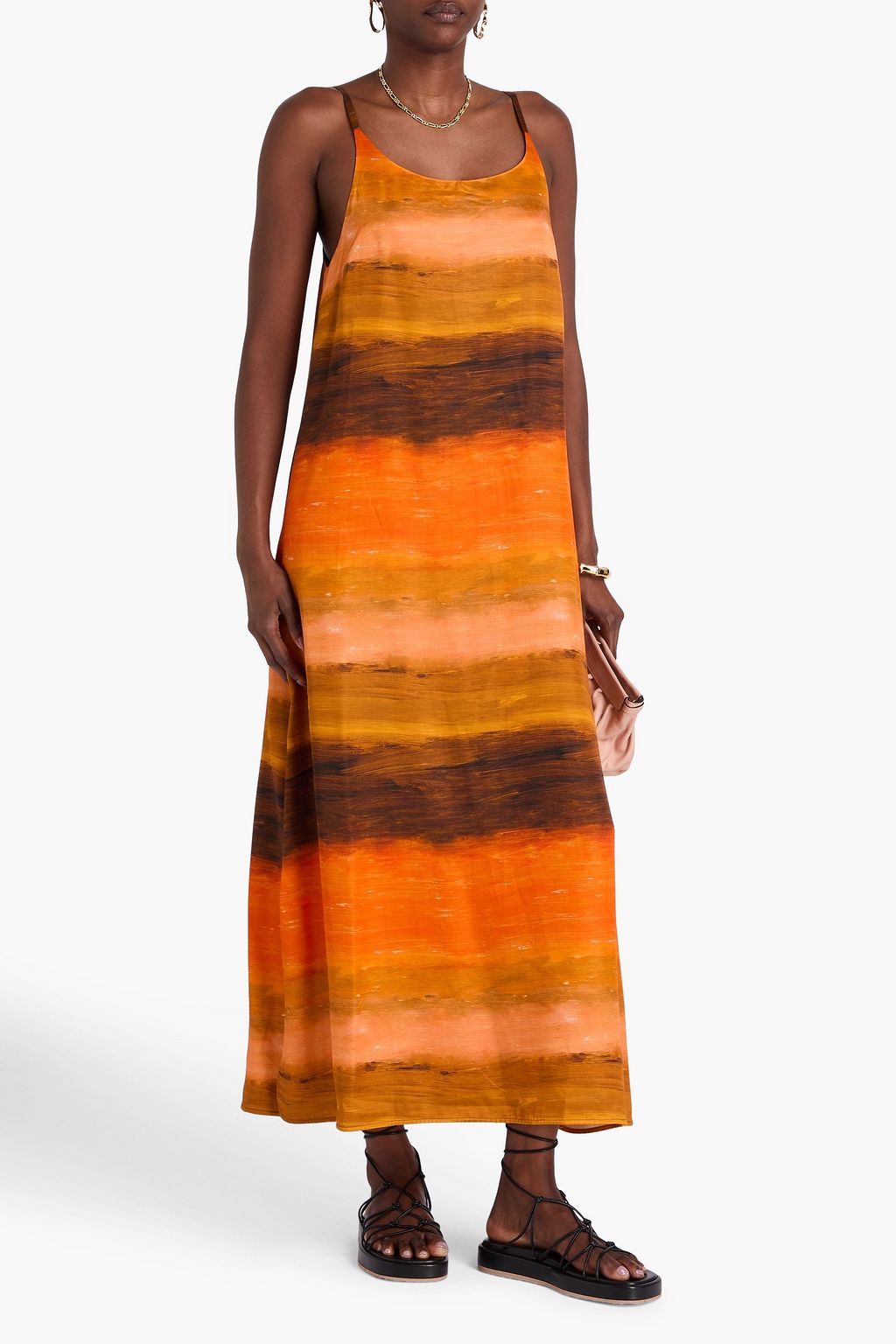 HELMSTEDT Eva printed satin midi slip dress