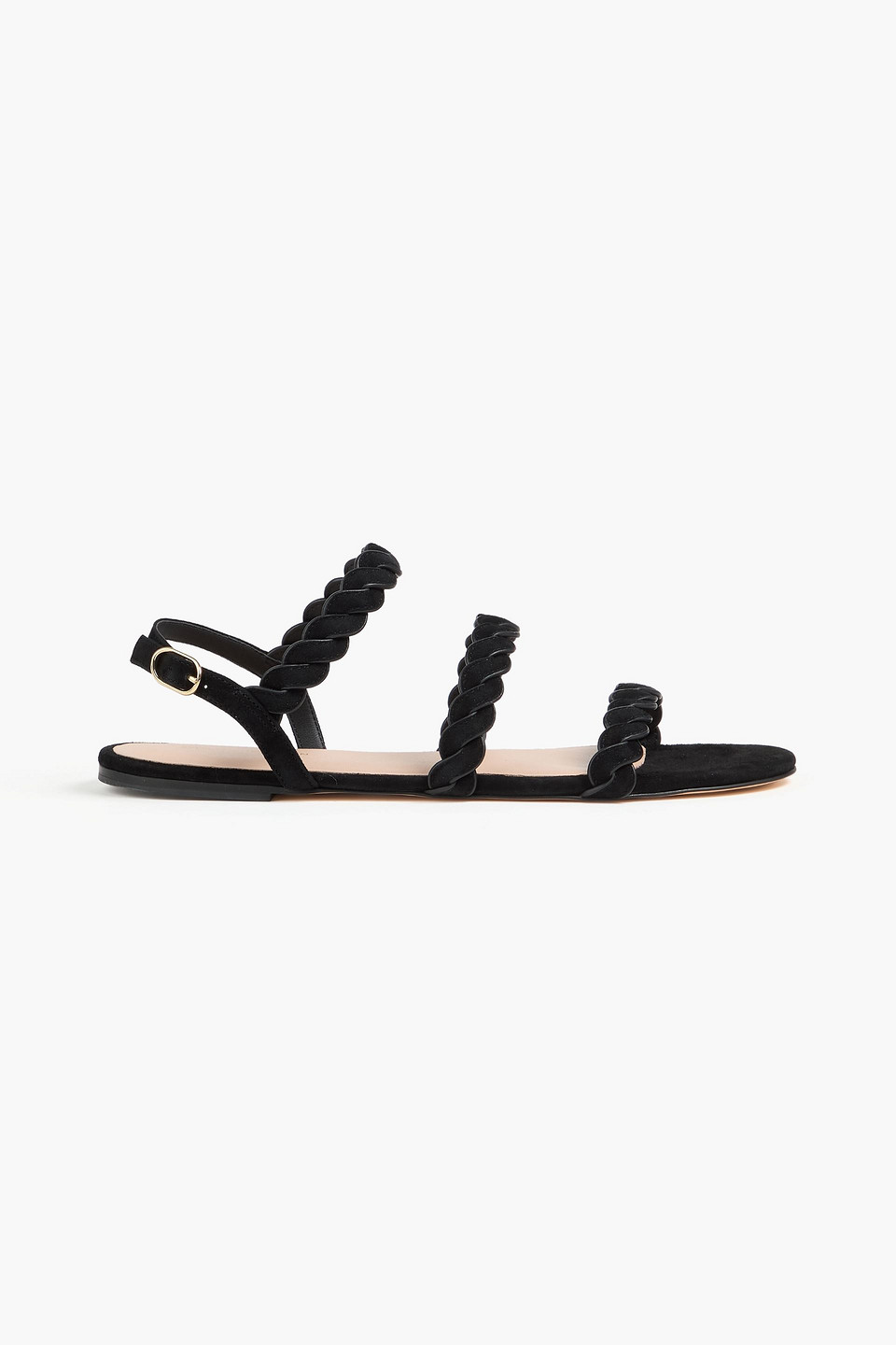 stuart weitzman - twistie braided suede slingback sandals - black - us 5.5
