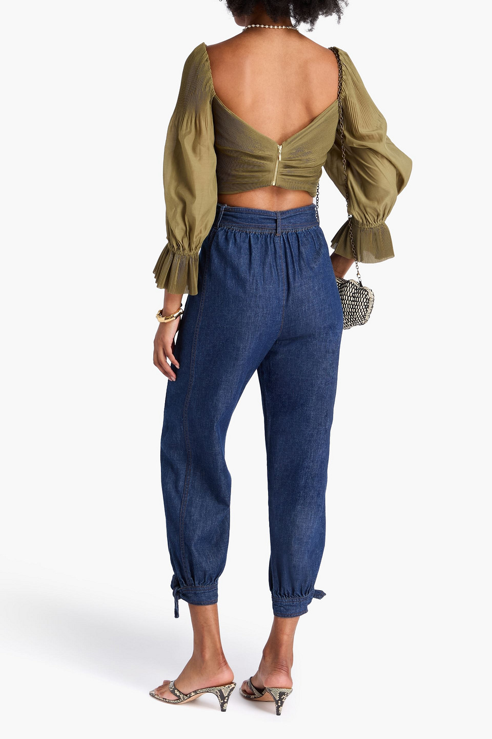 Zimmermann Cropped Plissé-organza Top