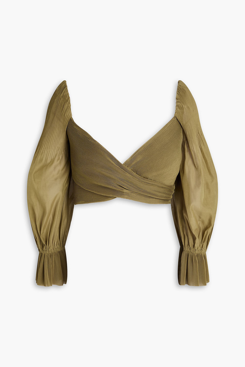 Zimmermann Cropped Plissé-organza Top