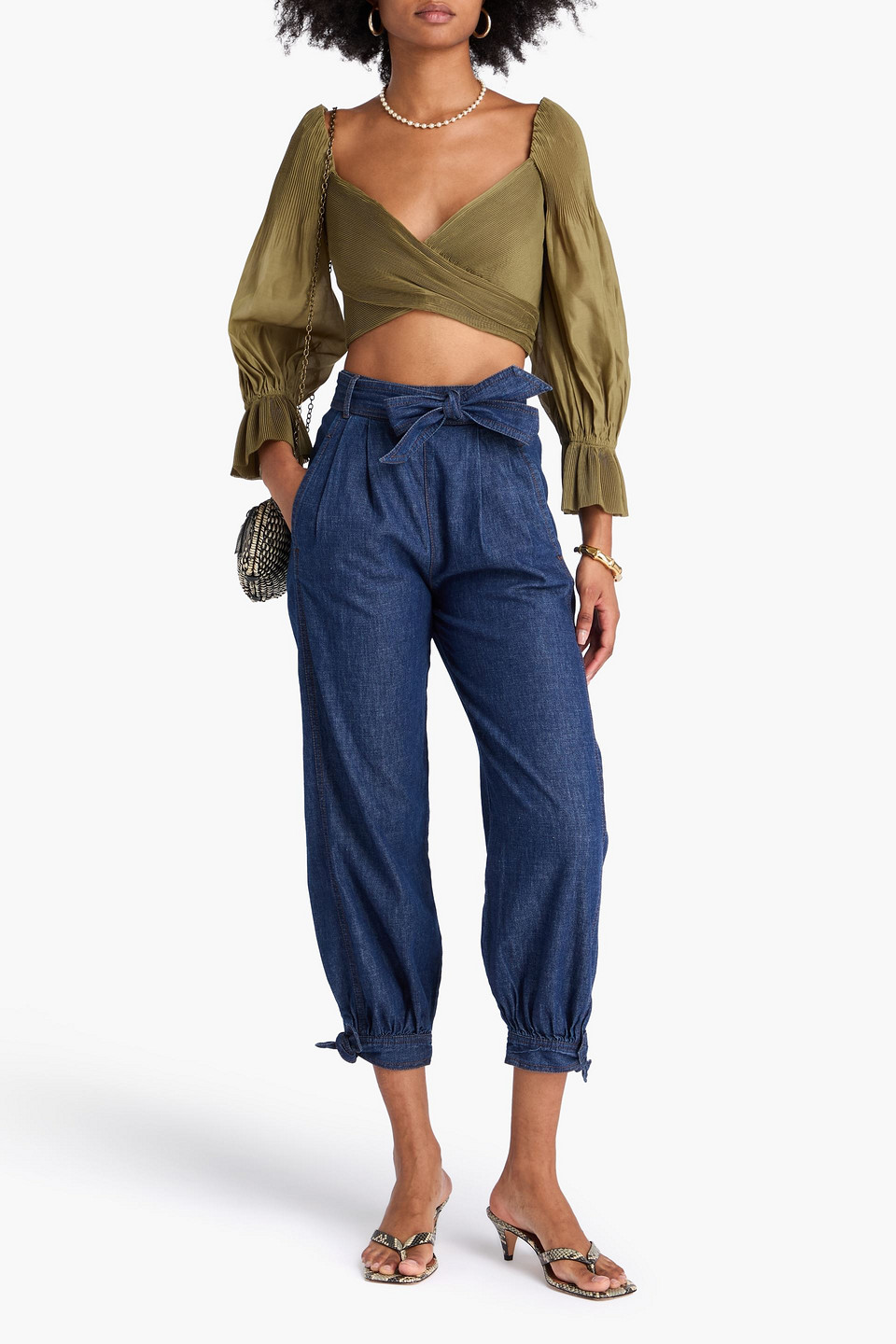 Zimmermann Cropped Plissé-organza Top