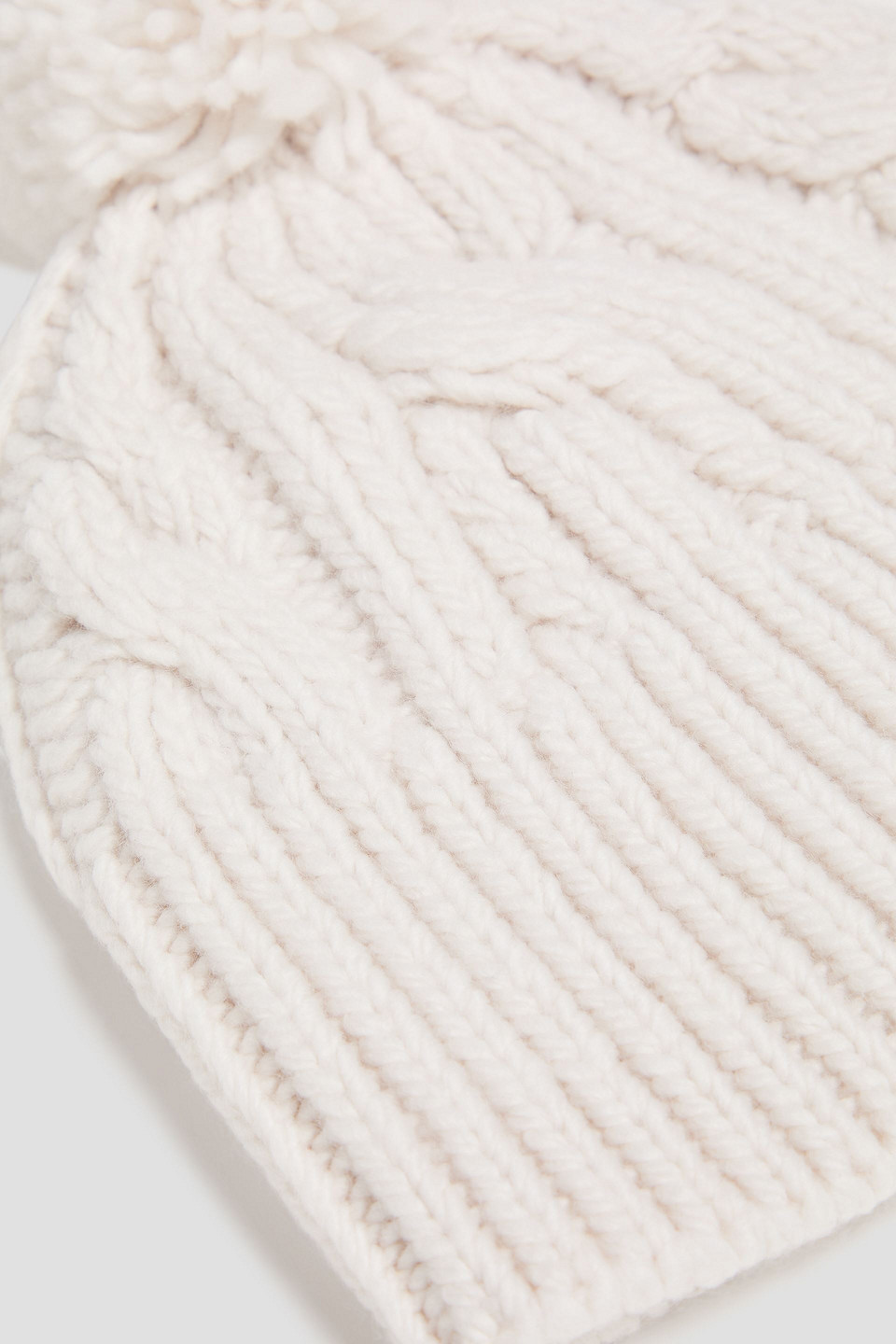  Zimmermann - Beanie Aus Wolle Mit Zopfstrickmuster Und Pompons - Weiß - Onesize 