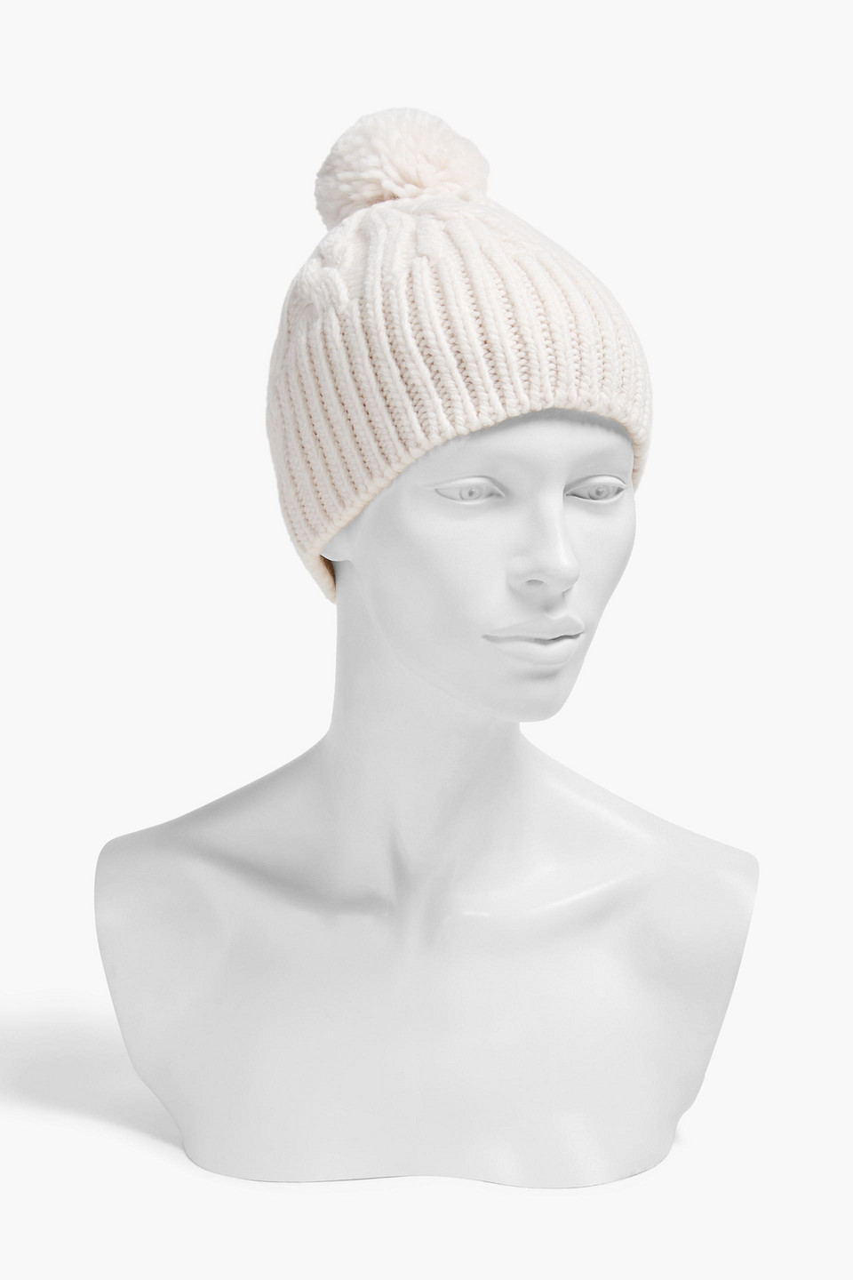  Zimmermann - Beanie Aus Wolle Mit Zopfstrickmuster Und Pompons - Weiß - Onesize 