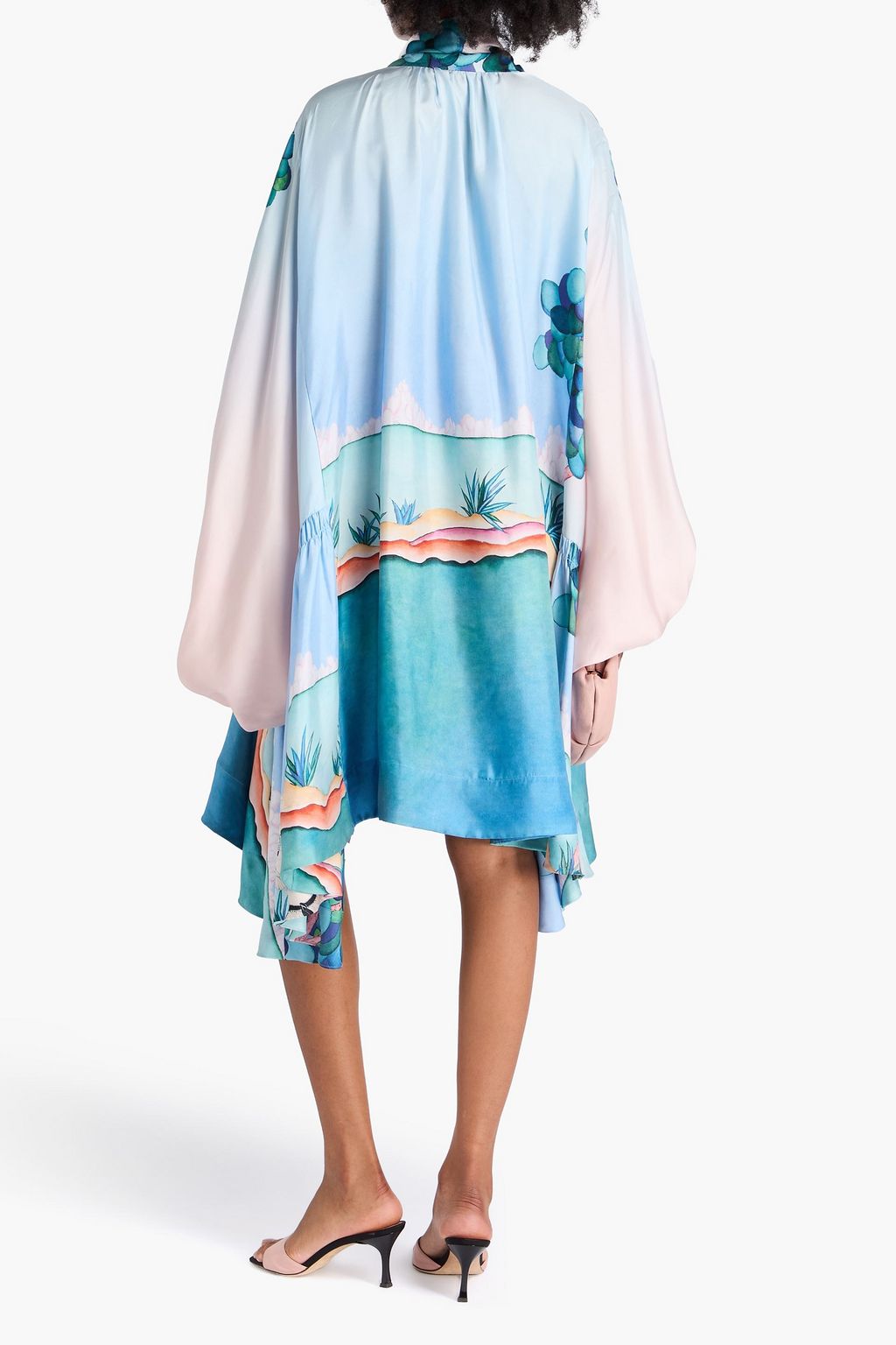 ZIMMERMANN シルクツイル ミディワンピース リボンタイ プリント入り