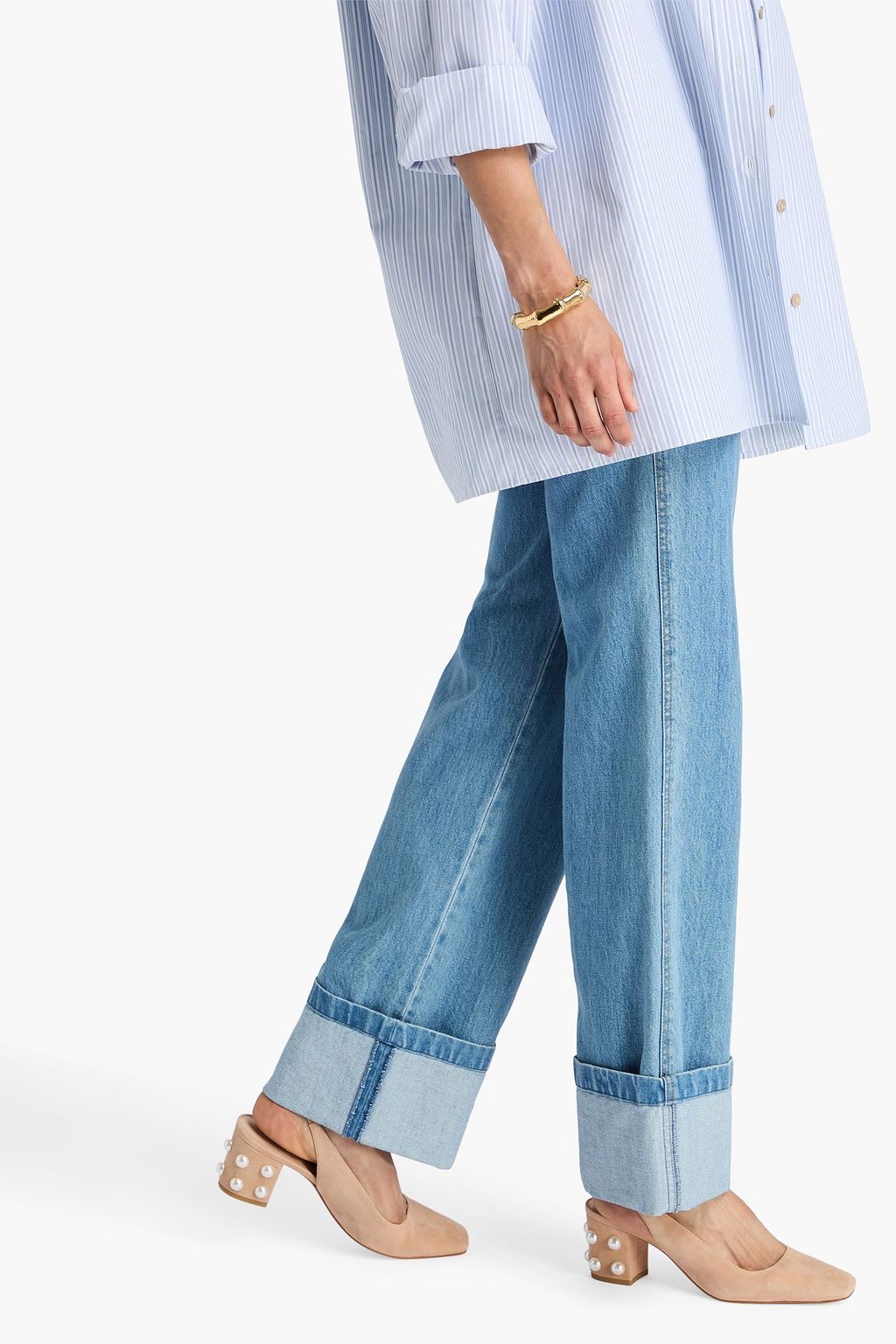 STUART WEITZMAN 장식 디테일 스웨이드 슬링백 샌들
