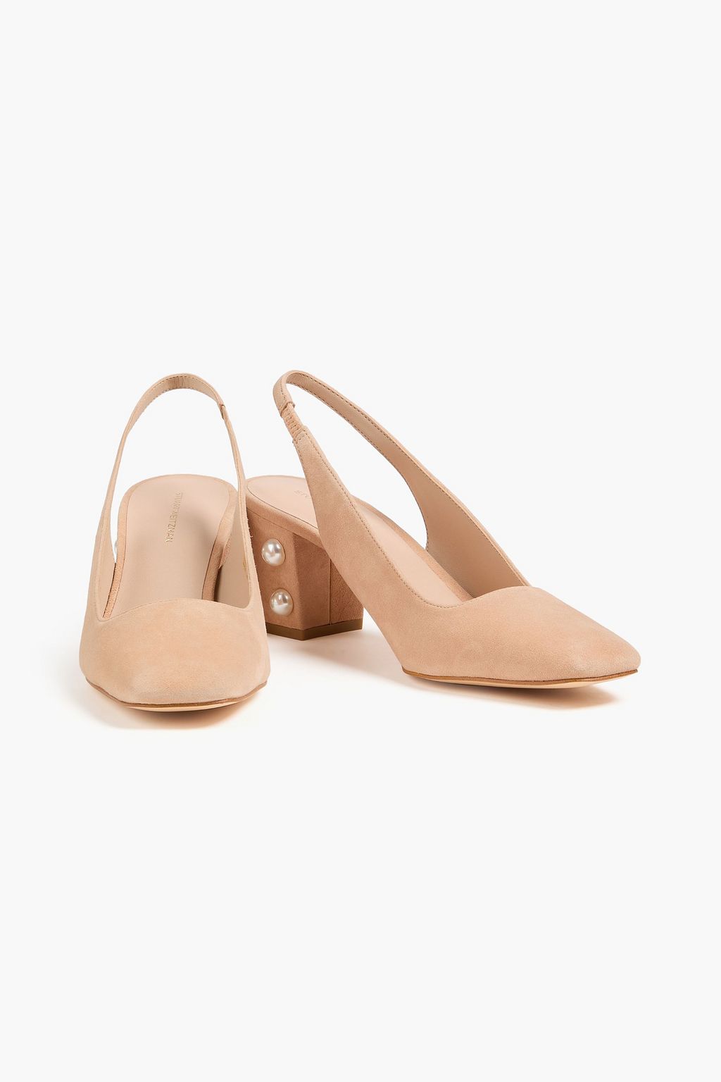 STUART WEITZMAN 장식 디테일 스웨이드 슬링백 샌들