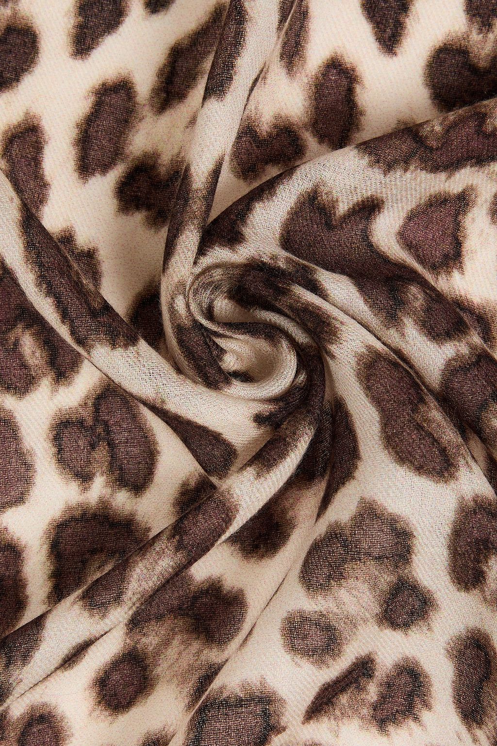ZIMMERMANN Frayed leopard-print wool scarf