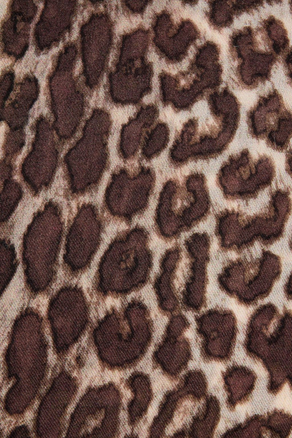 ZIMMERMANN Frayed leopard-print wool scarf
