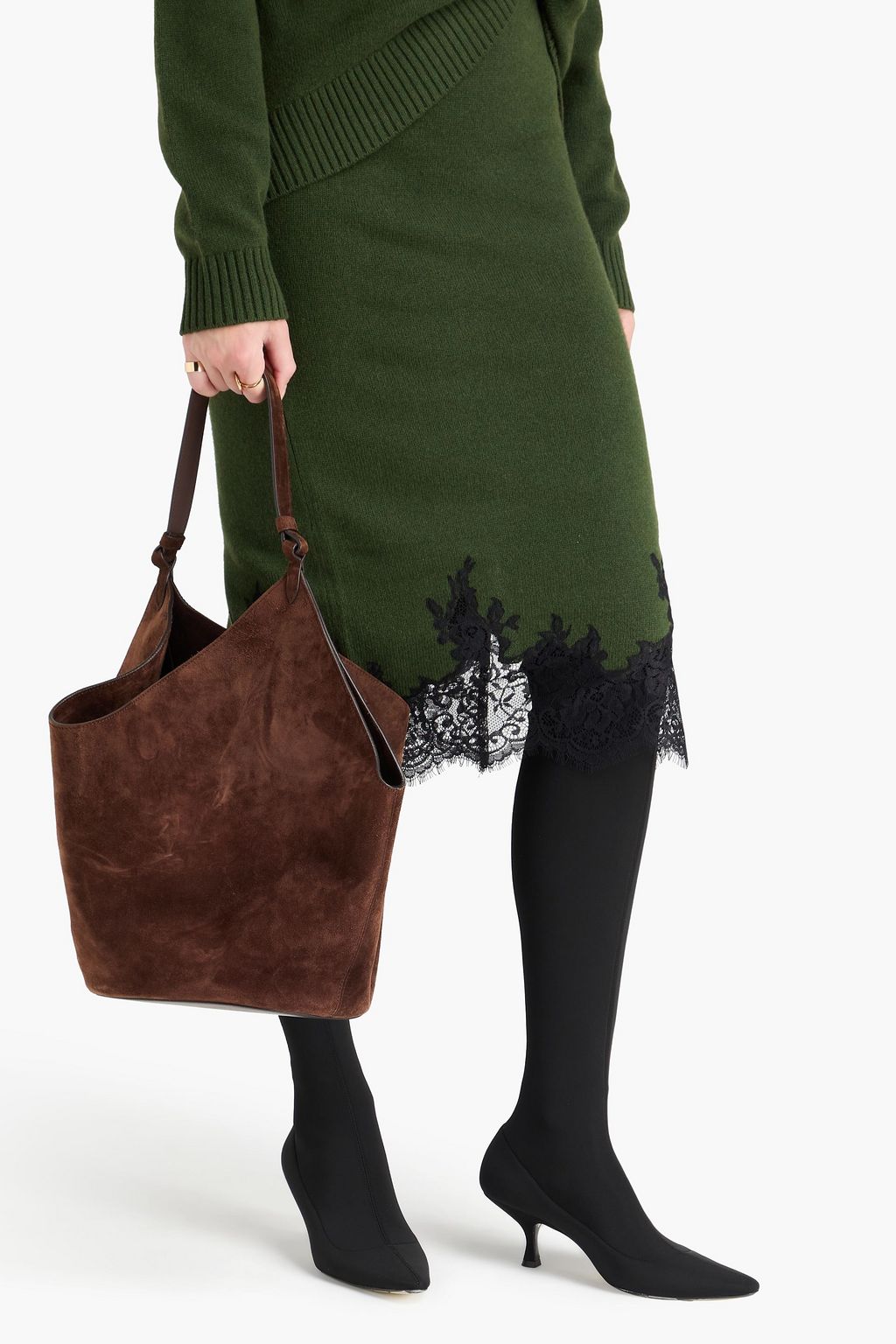KHAITE Lotus suede tote