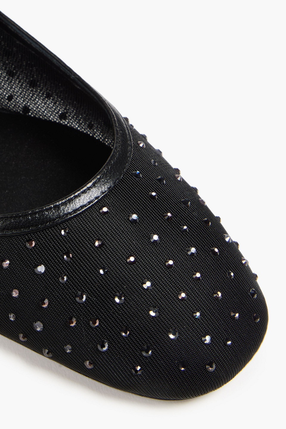 Stuart Weitzman Arabella Crystal-embellished Tulle Mary Jane Flats In Black