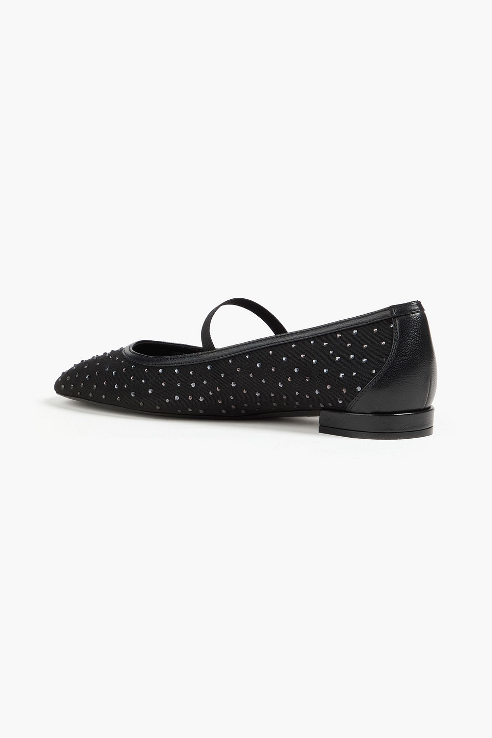 Stuart Weitzman Arabella Crystal-embellished Tulle Mary Jane Flats In Black