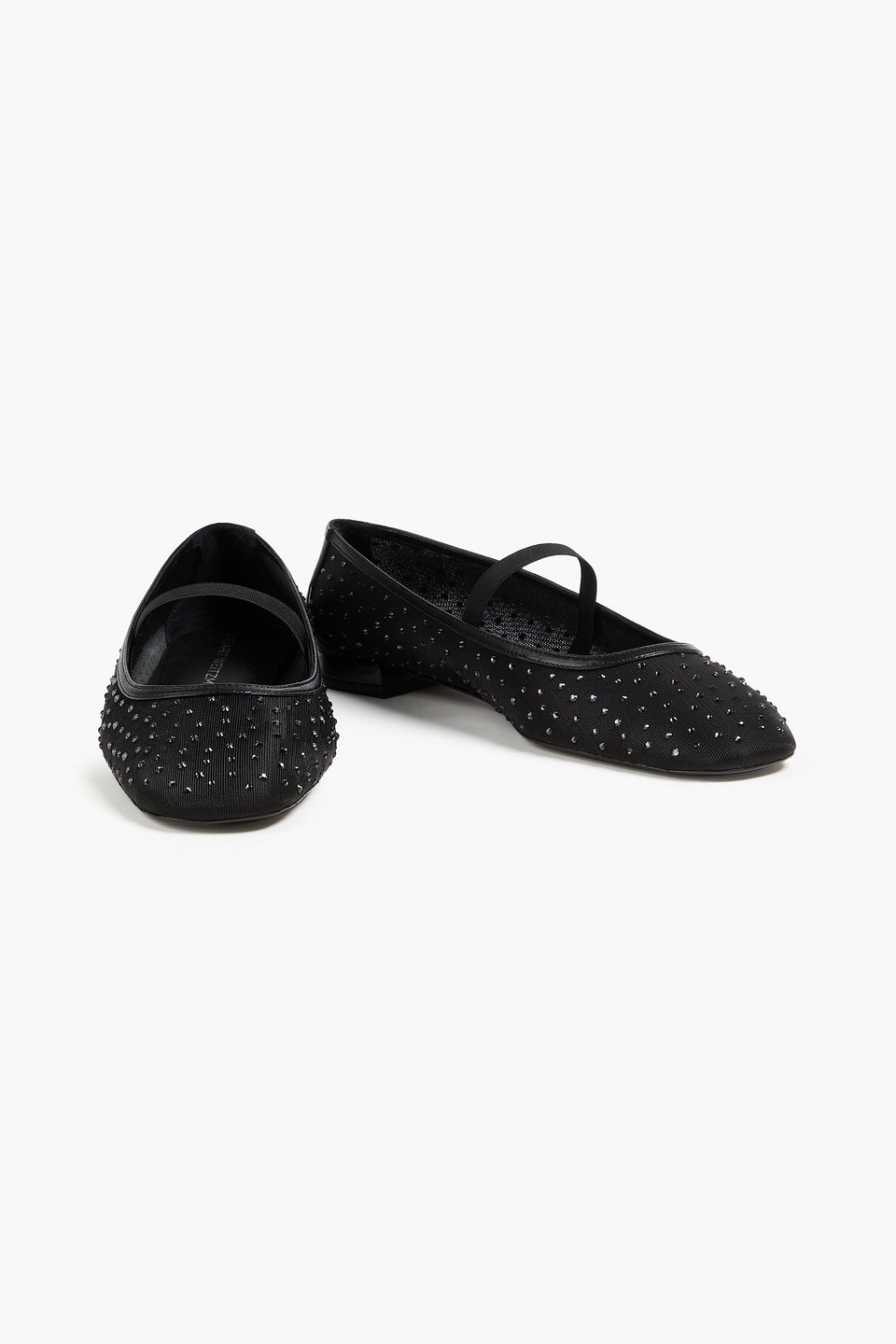 Stuart Weitzman Arabella Crystal-embellished Tulle Mary Jane Flats In Black