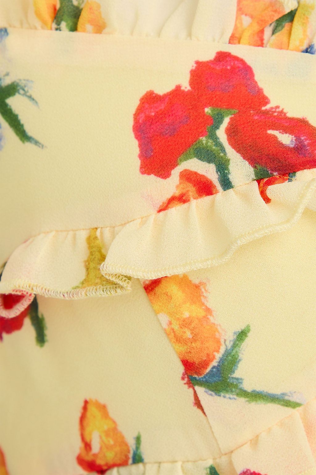 DE LA VALI Midikleid aus Georgette mit floralem Print und Rüschen