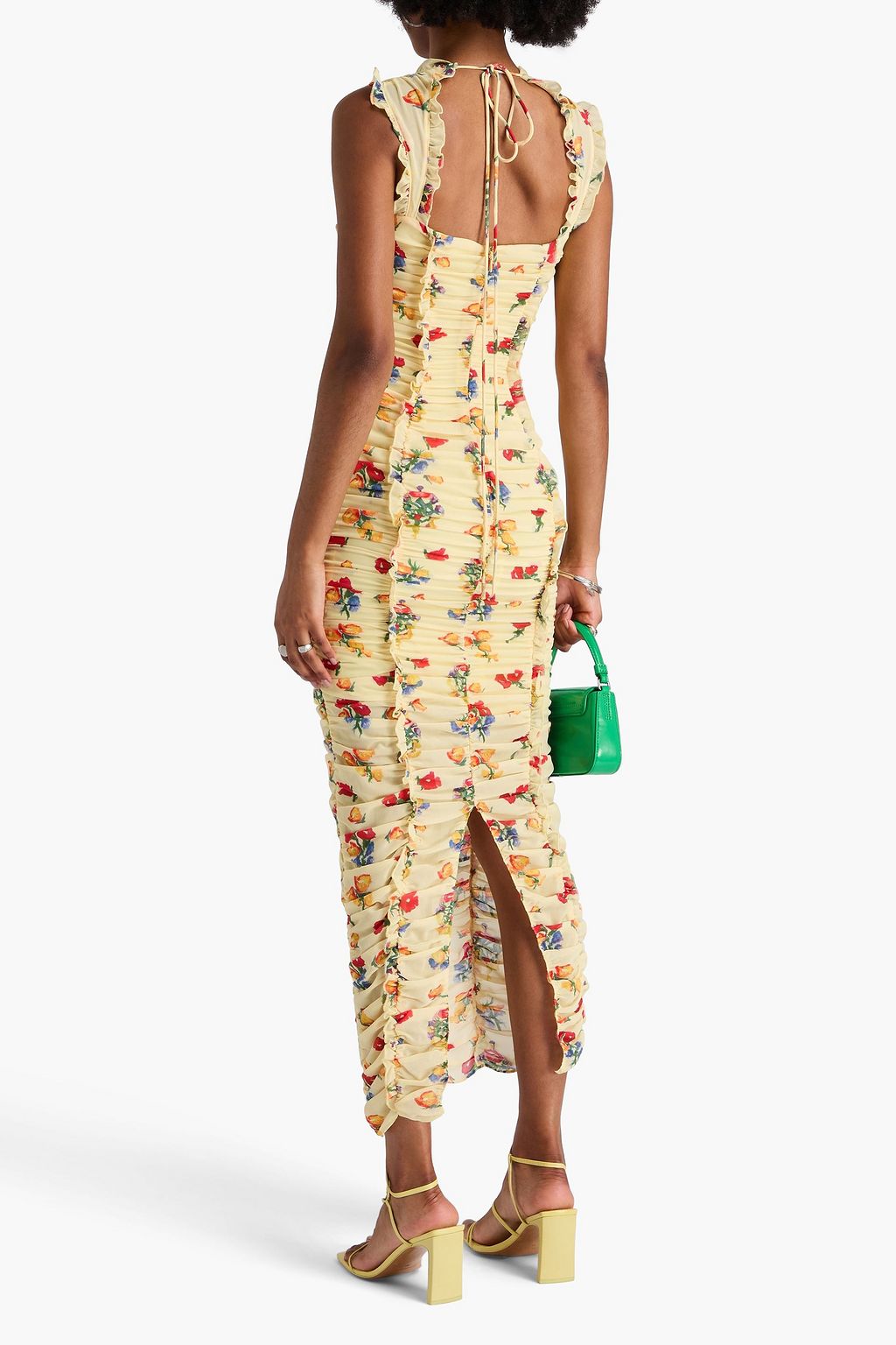 DE LA VALI Midikleid aus Georgette mit floralem Print und Rüschen
