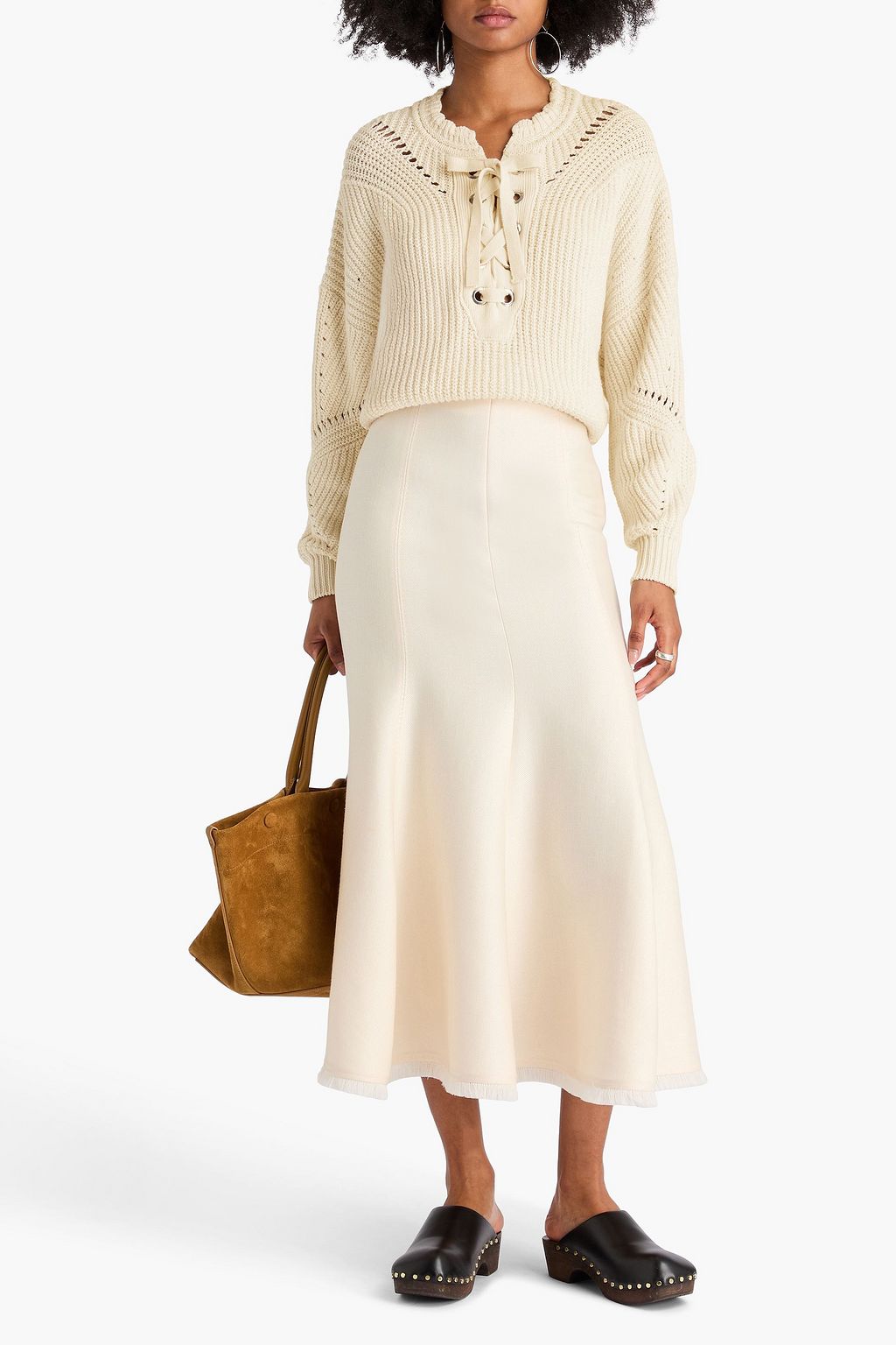 ISABEL MARANT Lace-up ribbed cotton-blend sweater
