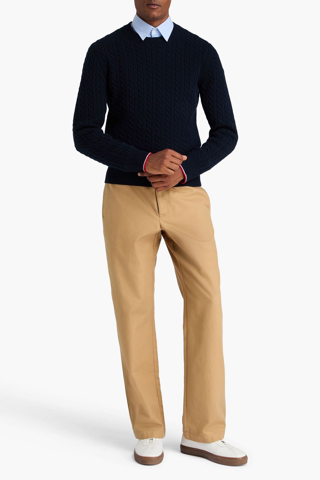 MONCLER Cable-knit wool and cashmere-blend sweater