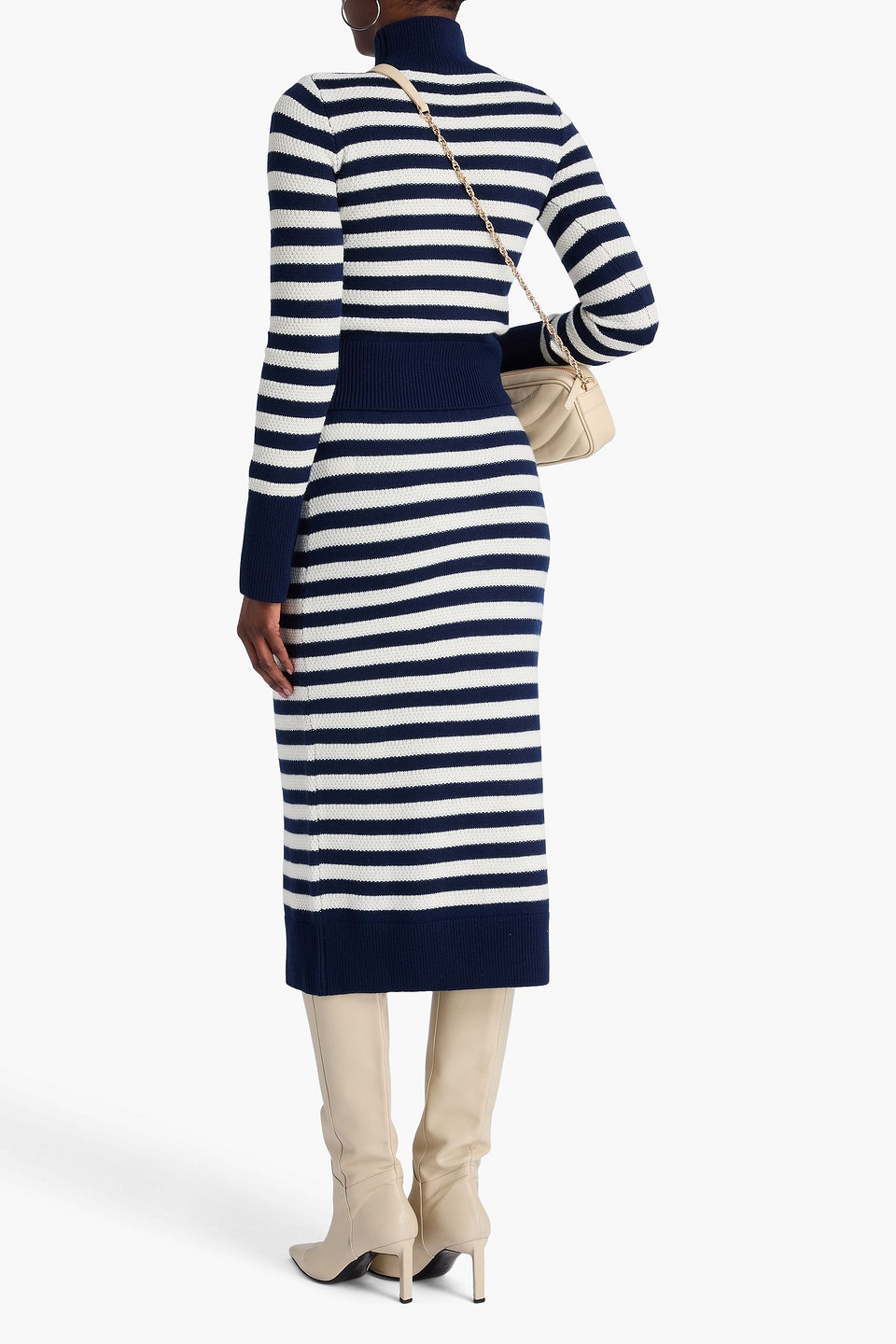  Claudie Pierlot - Gestreifter Rollkragenpullover Aus Wolle - Blau - L 