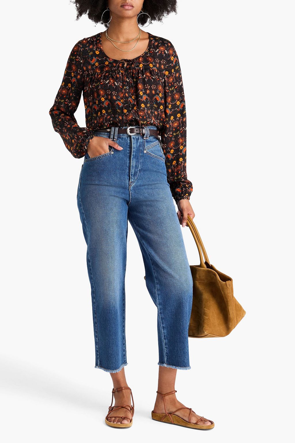 ISABEL MARANT クロップド ハイライズ ストレートレッグジーンズ