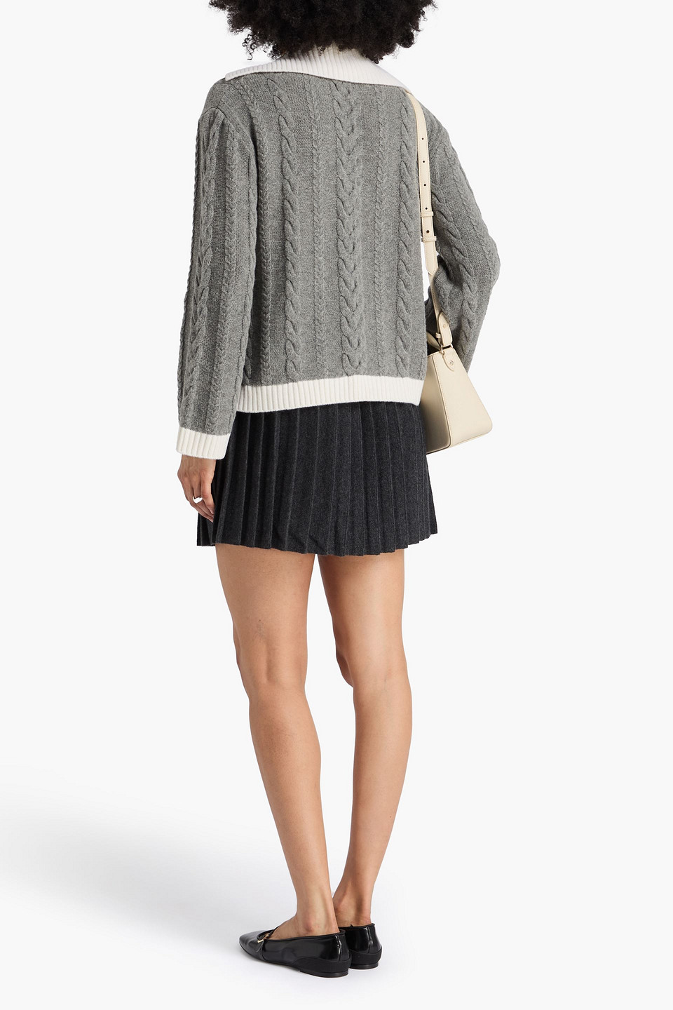  Claudie Pierlot - Pullover Aus Einer Wollmischung Mit Zopfstrickmuster - Grau - L 
